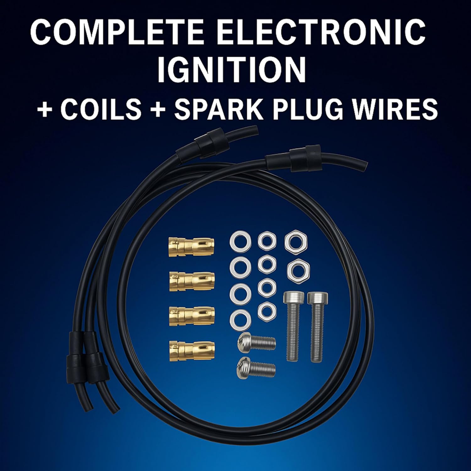 Electronic Ignition Coil & Spark Plug Wires Kit Compatible with Kawasaki KZ900 KZ1000 KZ1100 4-Cyl 1973-1985, Part DS2-1/DC1-1/DW-200