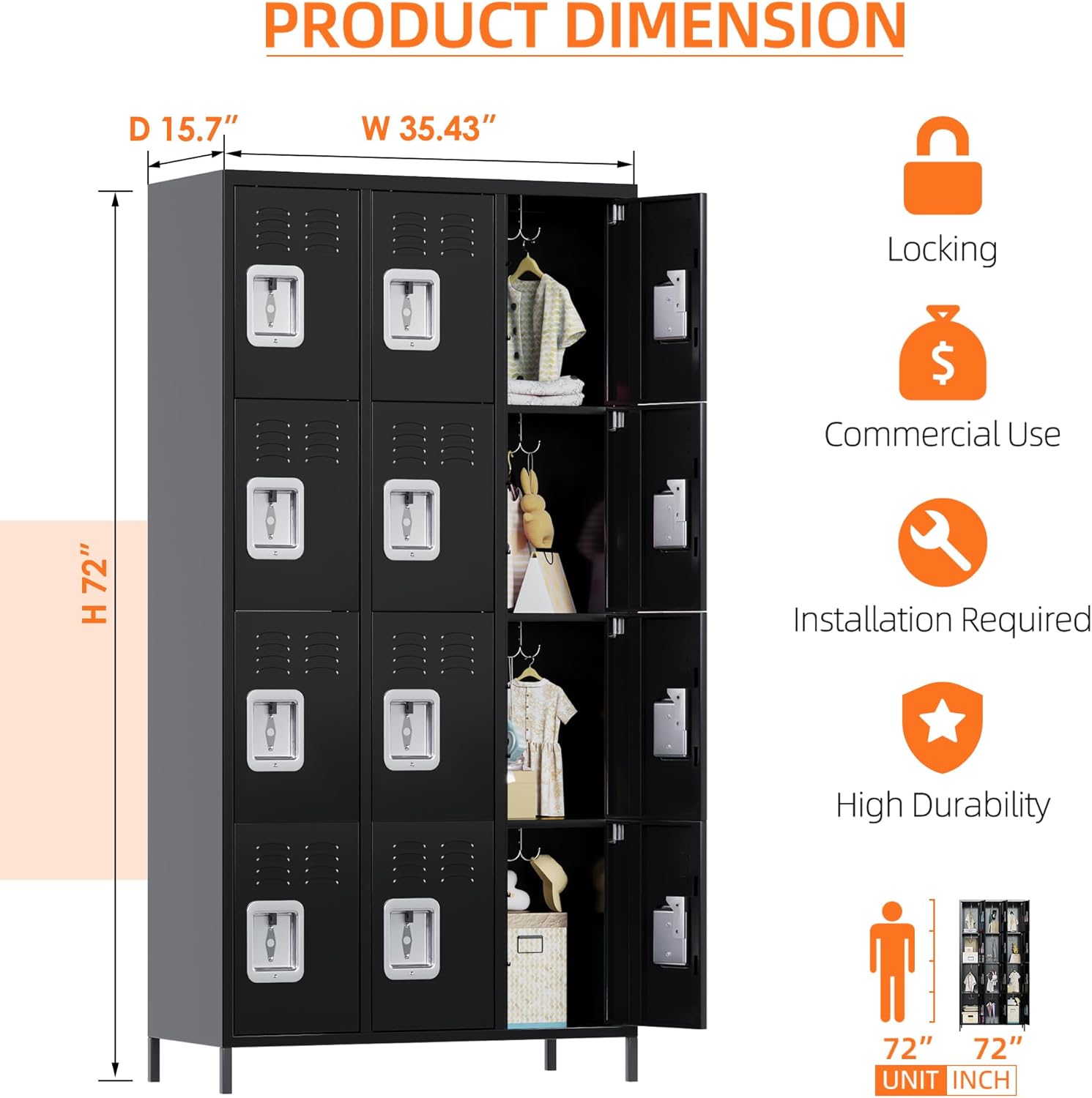 Aobabo 12-Door Metal Storage Locker - Image 3