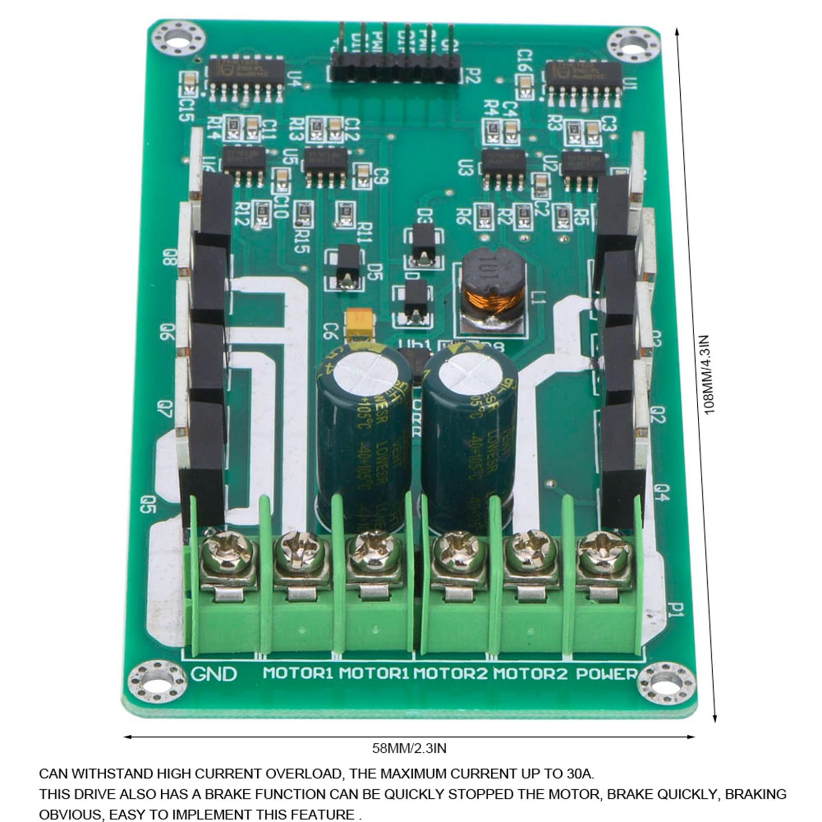 Produktbild von Dual DC Motortreiber Modul H-Brücke 3–36V / 10A (Peak 30A) – IRF3205 MOSFET, PWM, Für Roboter & Smart Cars