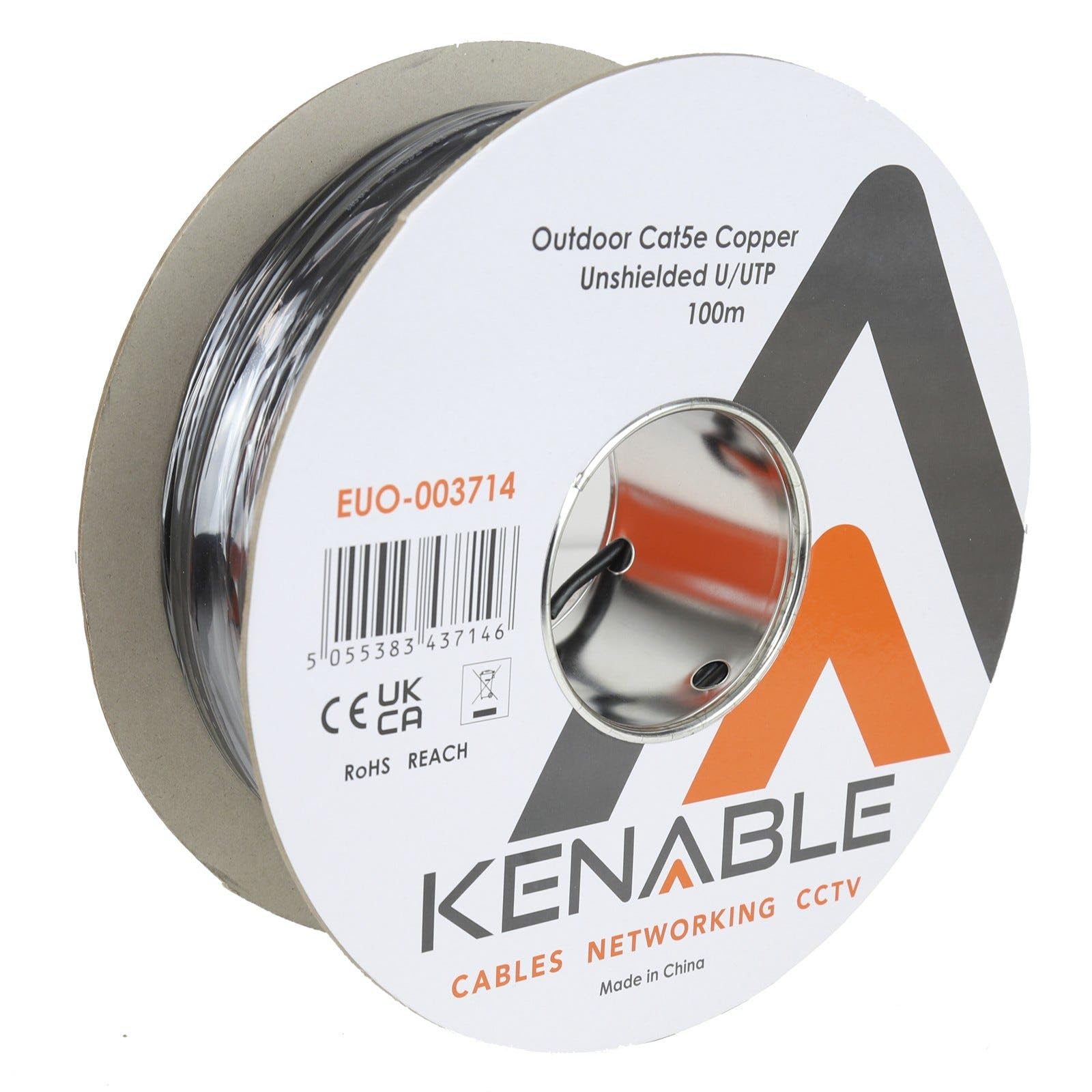 kenable Cavo di rete Ethernet CAT5e esterno in puro rame massiccio UTP 100 m nero [100 metri]