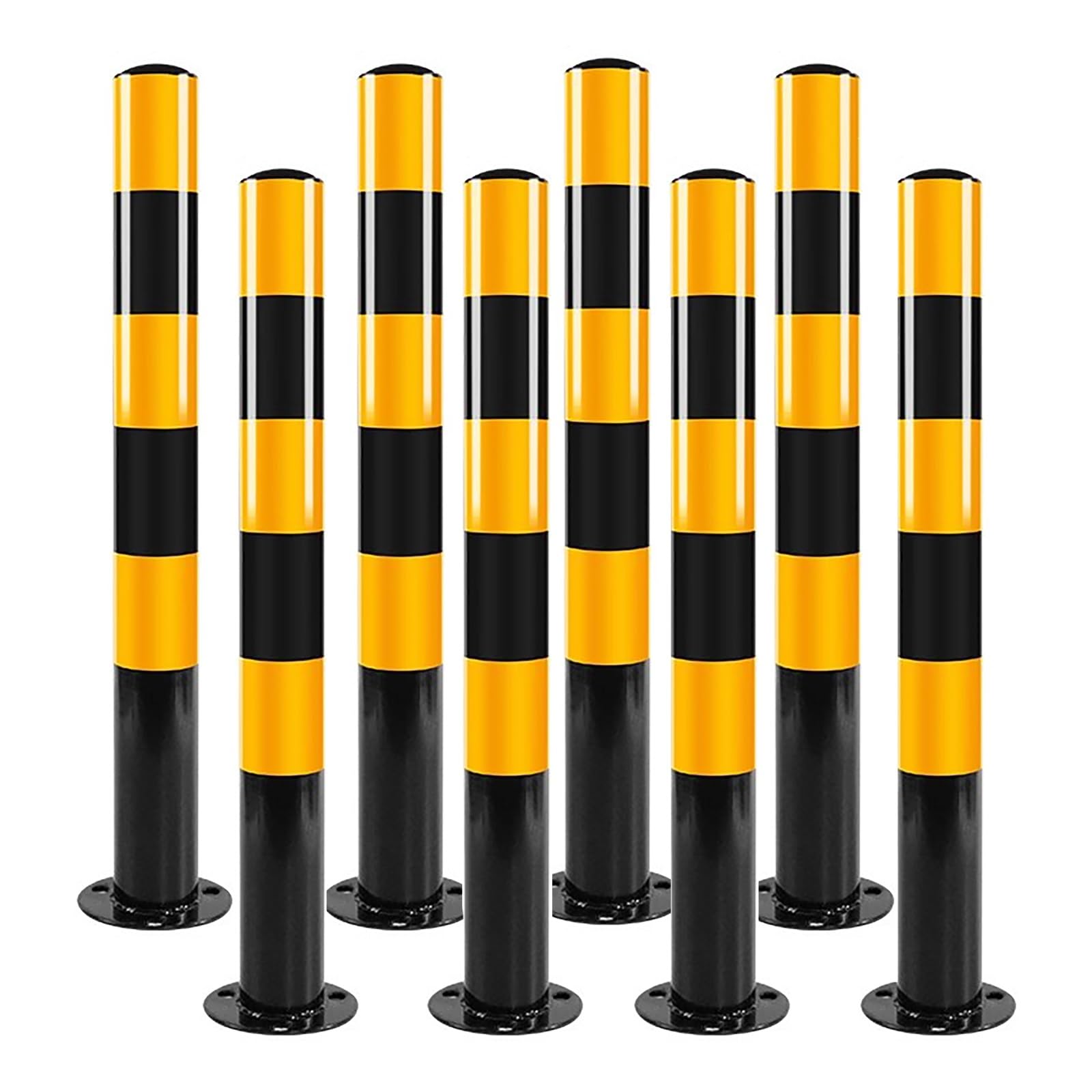 SGKOMN Heavy Duty Steel Parking Barrier, Durable Safety Bollards for Traffic Control in Parking Lots, Driveways, and Sensitive Areas - Enhance Security & Prevent Unauthorize, 8Pcs