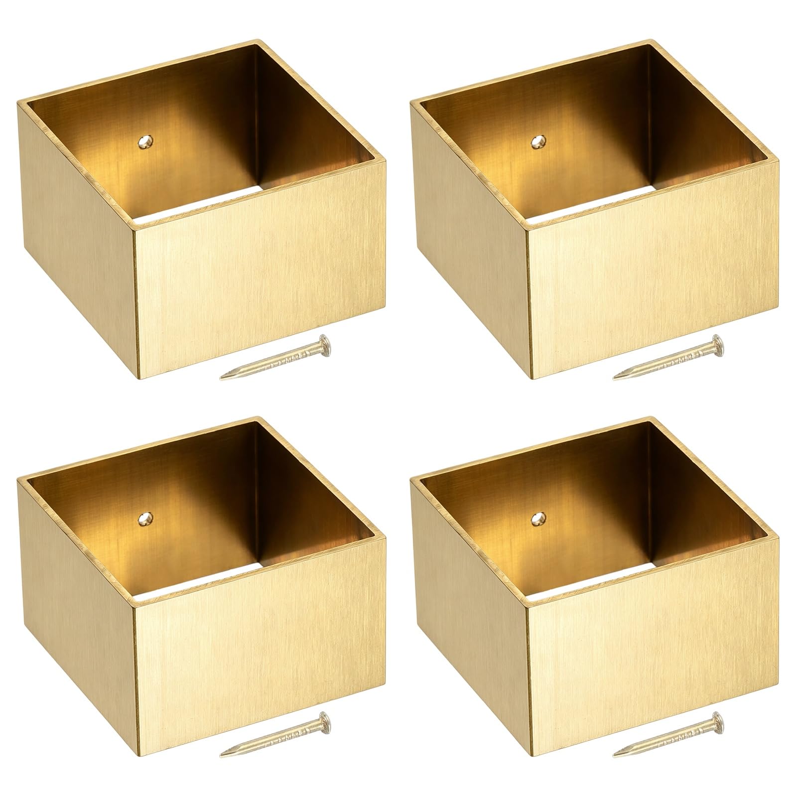 sourcing map 4Pcs Brass Furniture Foot Cover, 37x40x25mm Floor Protector