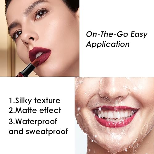 Miniatura 3 de Dulele Juego de 6 lápices labiales de terciopelo suave mate, de larga duración e impermeable, taza antiadherente, color nude, juego de regalo de