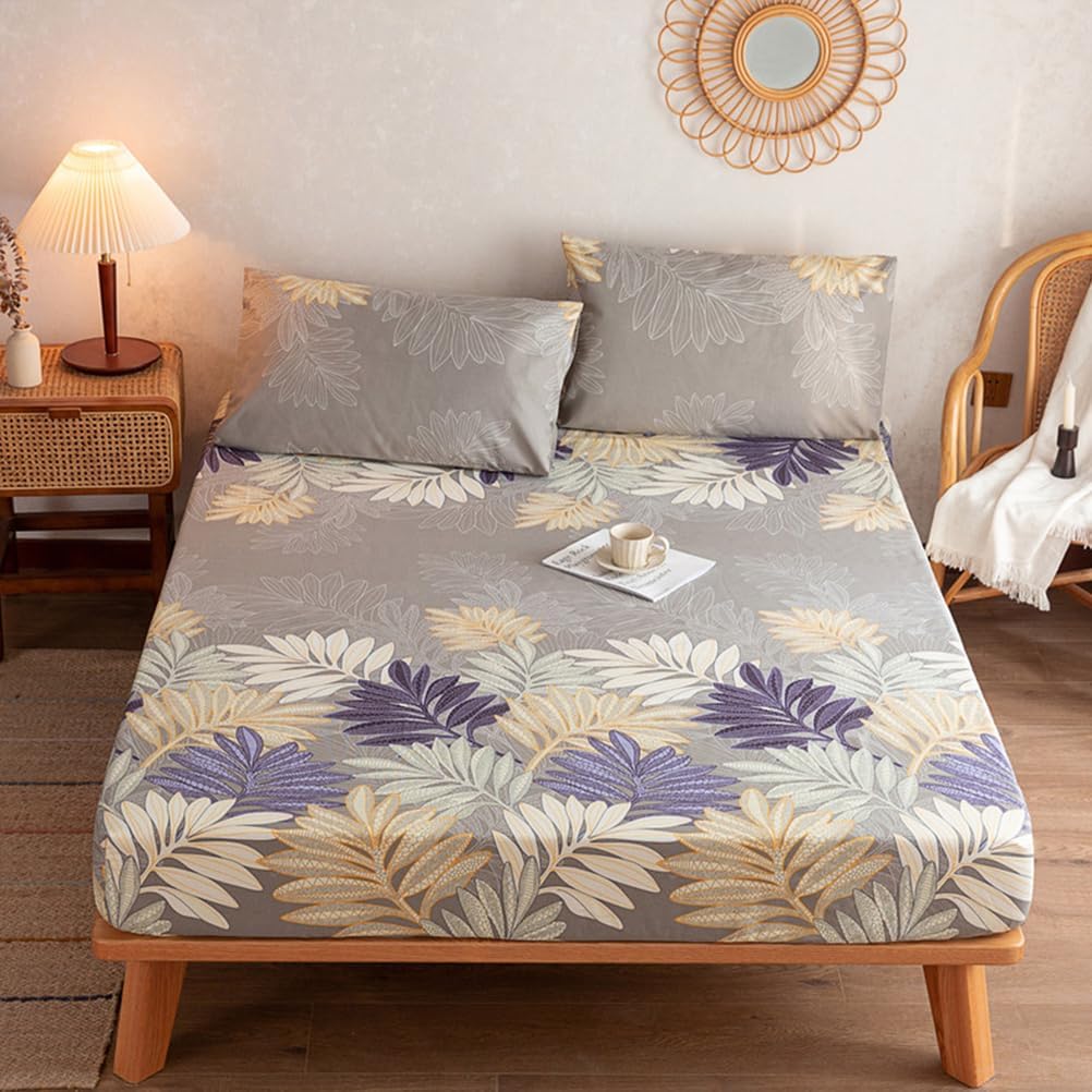 F,120 * 200cmFULL, 100% Cotton Mattress Protector for Queen King Size Mattress Cover with Elastic Band 360° Complete Wrap Fitted Sheet Bed Cover for Home Bedroom Hotel Washable