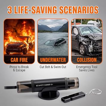 2 Pcs Emergency Car Window Breaker and Seatbelt Cutter, Car Emergency Hammer