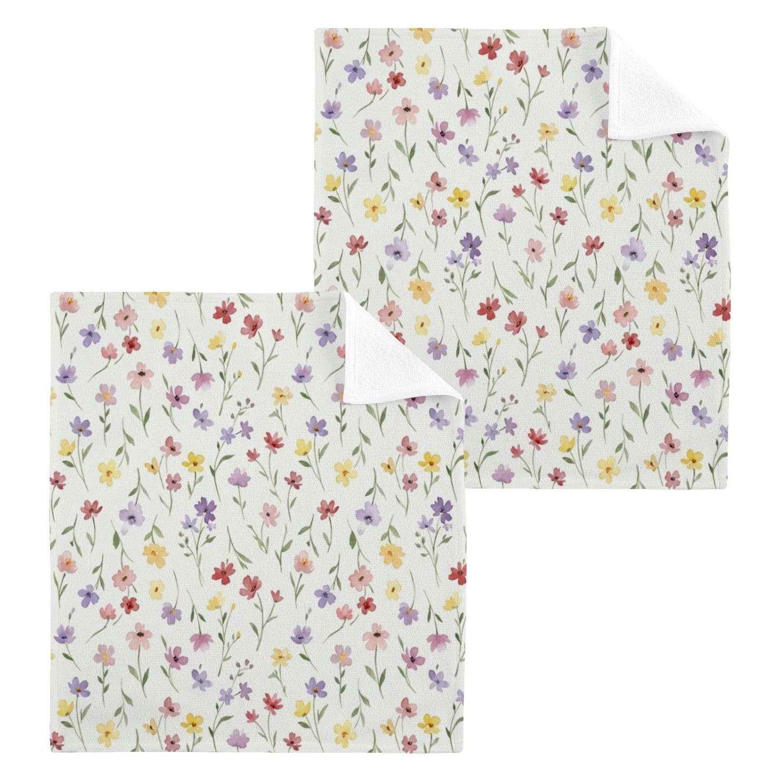 BOESI Floral Pattern 12x12in Cotton Washcloth,Face Towel