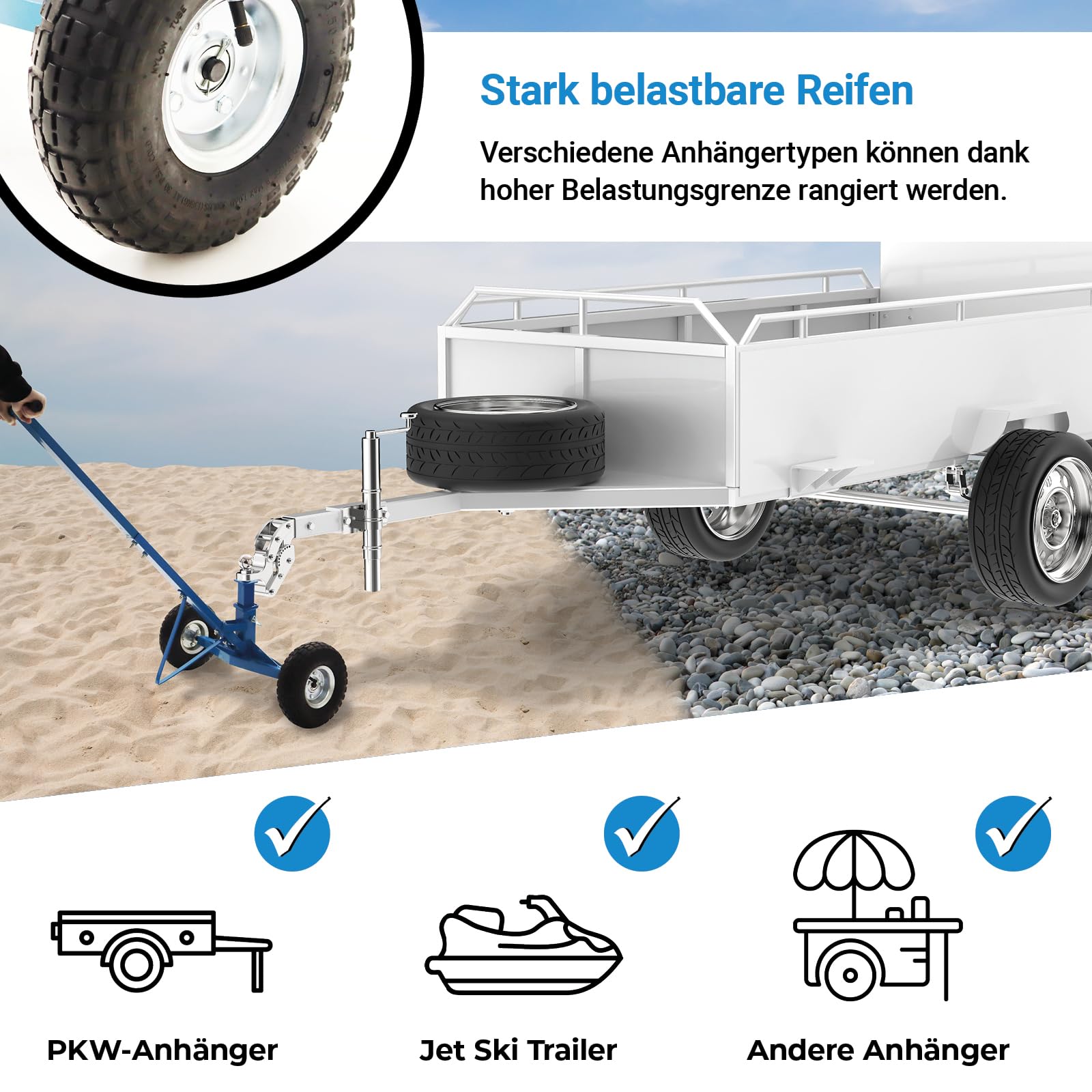 Bituxx Rangierhilfe Mover für Anhänger Trailer Hänger Rangierwagen Wohnwagen mit Kugelkupplung & Höhenverstellung einfaches Rangieren bis 270Kg