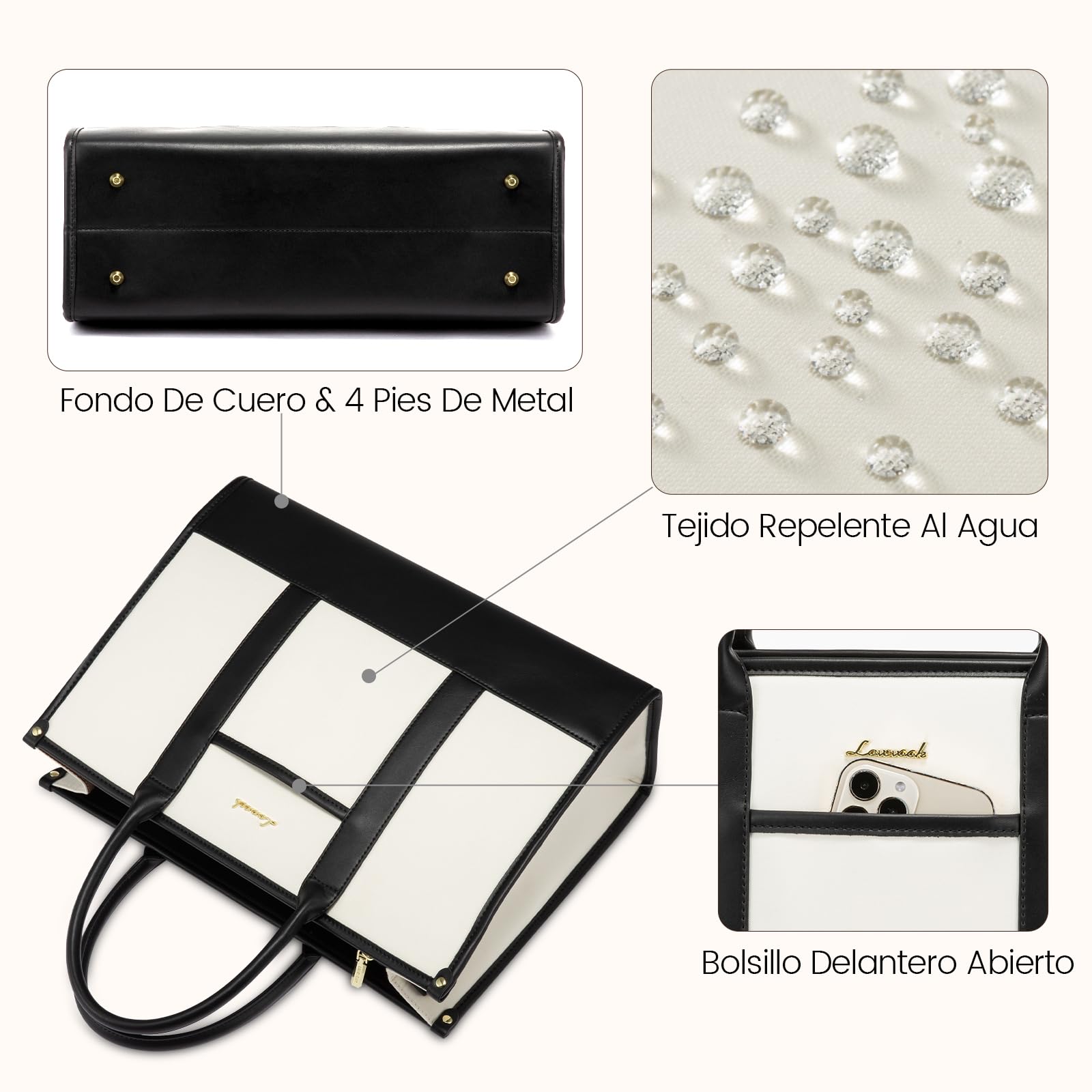 LOVEVOOK Grande Bolso Mujer, Bolso Portatil Bolsos Maletin Ordenador para Universitarias, Tote Laptop Bag Shopper para Portadocumentos Trabajo Universidad