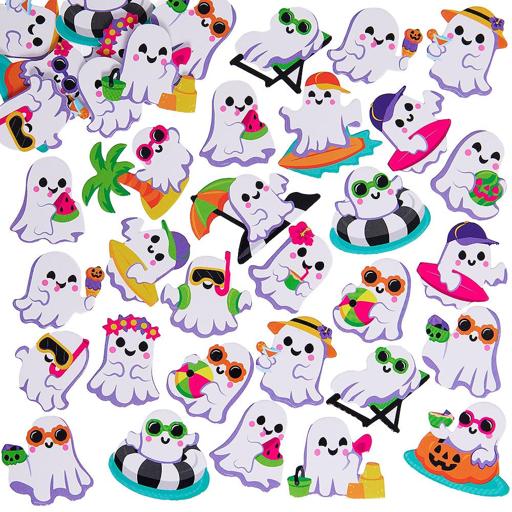 Baker Ross VC180 Summer Halloween Ghost Foam Stickers - Pack of 120, Spooky Summer Ghost Stickers