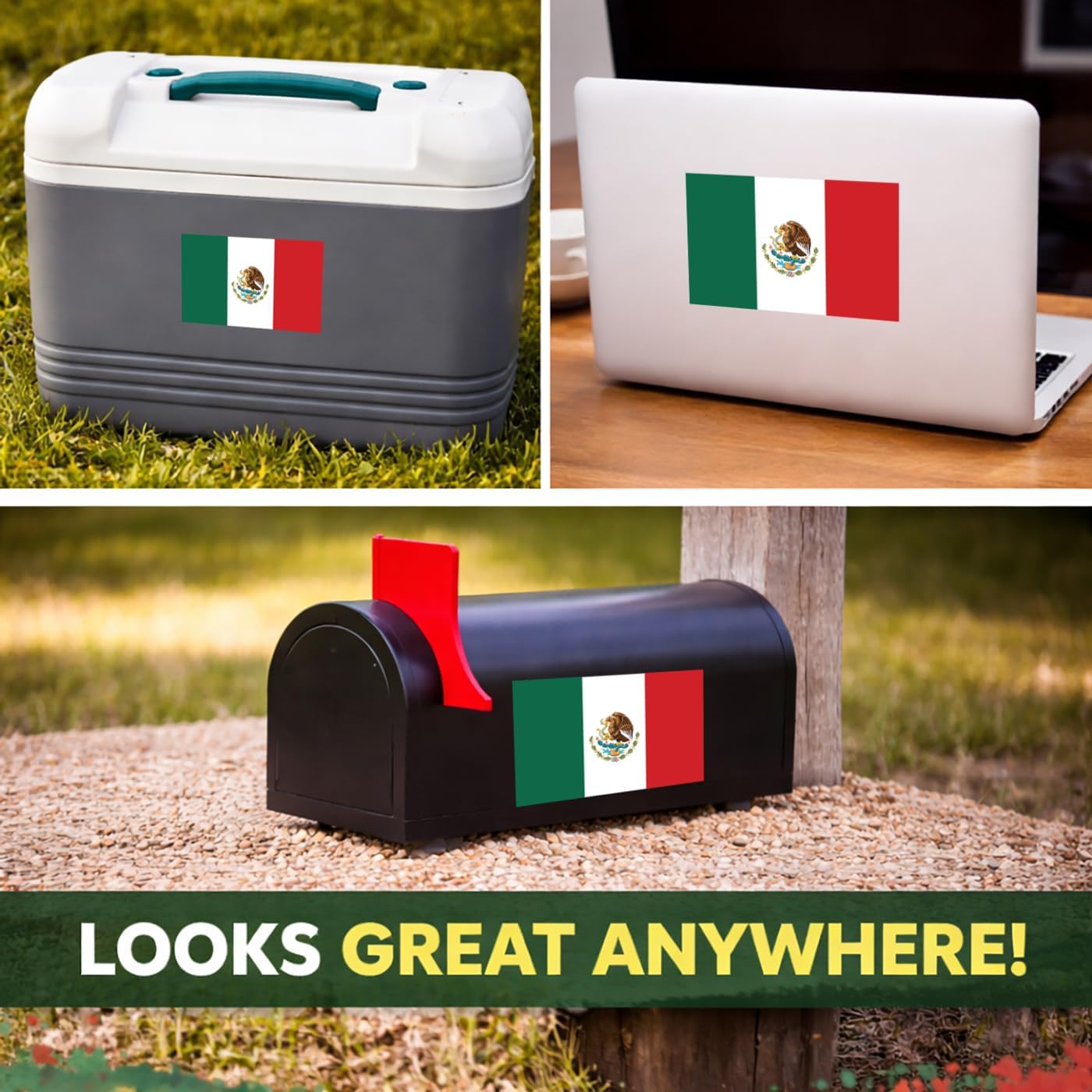 GRITKULTURE Removable Mexican Flag Car Sticker -5 Pack – Bandera de Mexico Calcomania para Carro Vinyl Decal, Removable Waterproof Car Decal for Truck, SUV, Rear Window & Bumper, Fade-Resistant