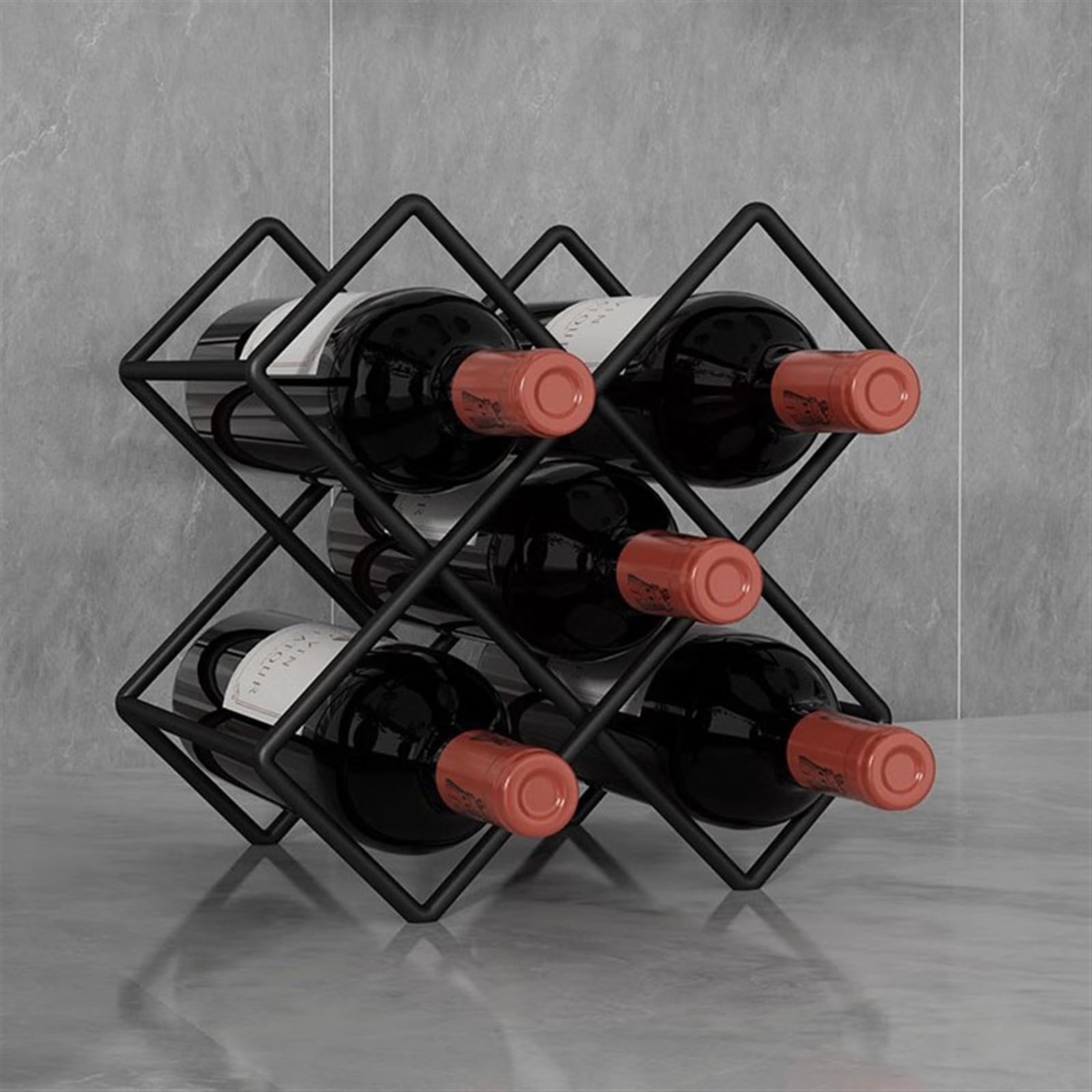 Soporte de vino para almacenamiento de vino Estante for vino colgante estante for vino de lujo en forma de diamante estante de celosía for vino creativo estantes de almacenamiento de vino for el hogar