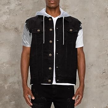 Heihuohua Men's Casual Button-Down Denim Vest Trucker Jean