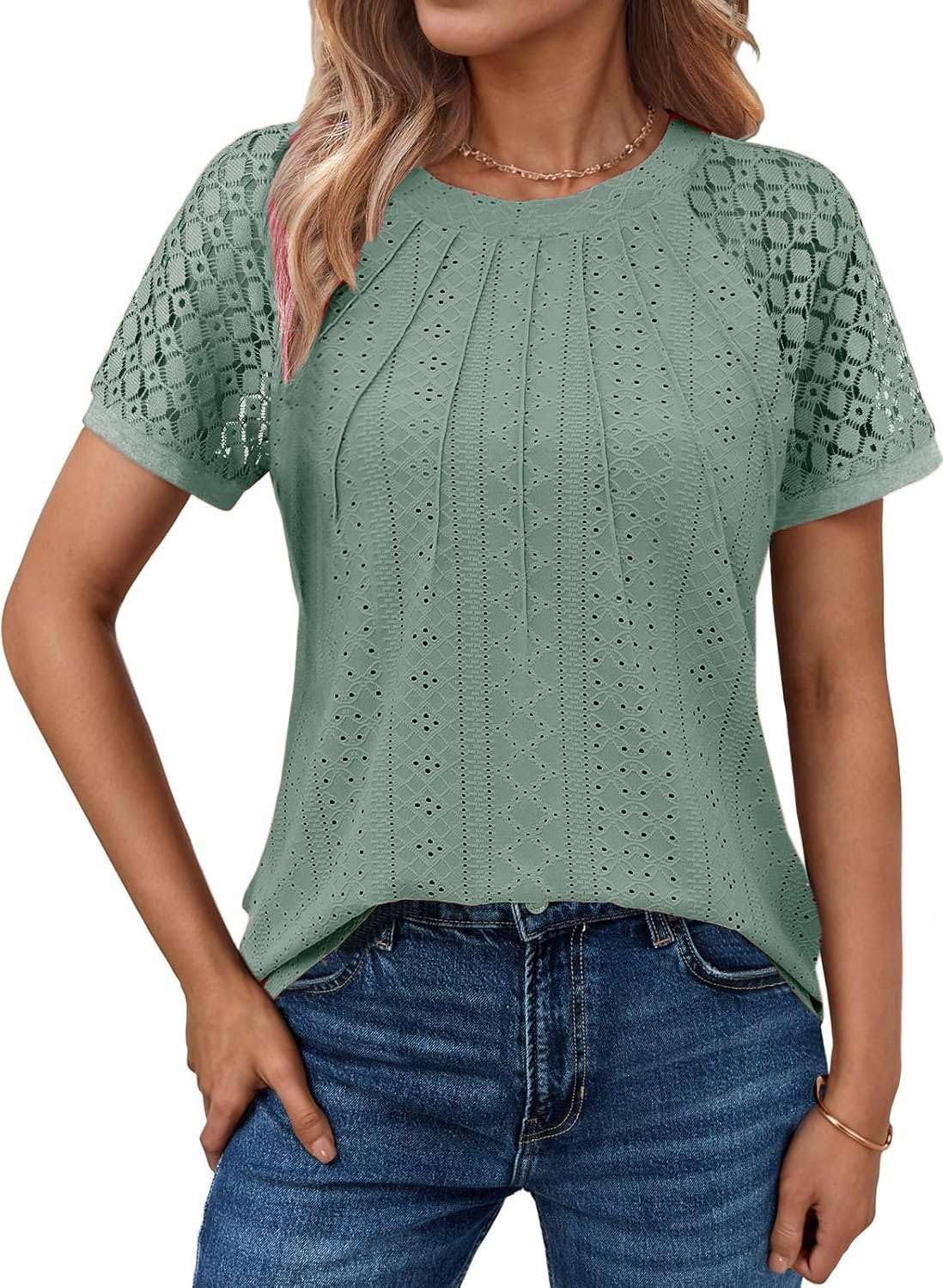 Pawate Damen Langärm Shirts Spitze Tops Business Bluse Casual Tunika Herbst Outfits Kleidung Y2k Blusen