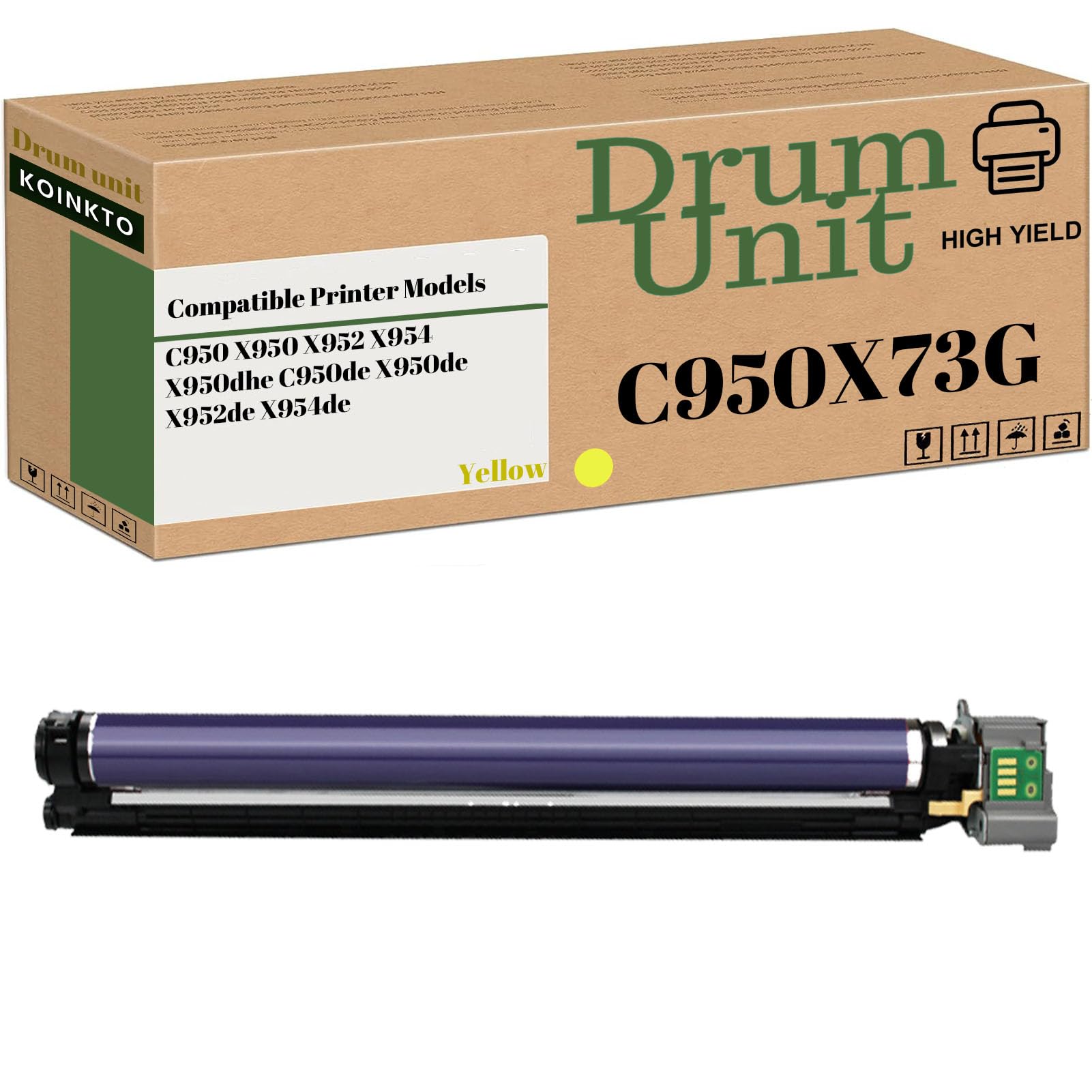 Compatibile per unità tamburo ad alta resa Lexmark C950X71G C950X73G, adatto per stampanti C950 X950 X952 X954 C950de X950de X952de X954de (confezione da 1 giallo)