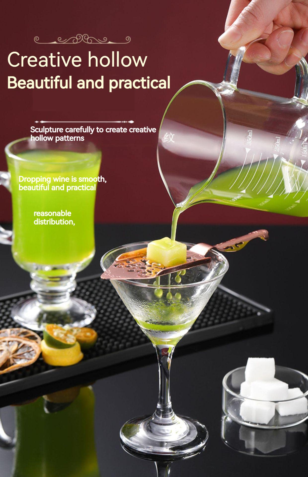 Cuillère à Absinthe Vintage Creuse Multifonction En Acier Inoxydable Absinthe Cocktail Bar Tasse En Verre Filtre Cuillère à Café Cuillères Spéciales (02