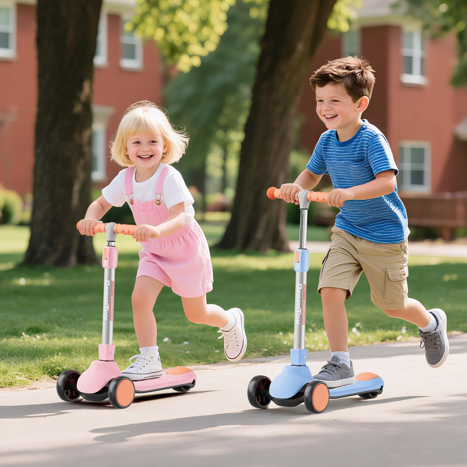BremToy Trottinette pour Enfants 2-10 Ans, 4 Hauteur Réglable, 3 Roues LED élégantes, Trottinette Pliante, Charge Maximale 50 kg, Cadeau pour Enfants