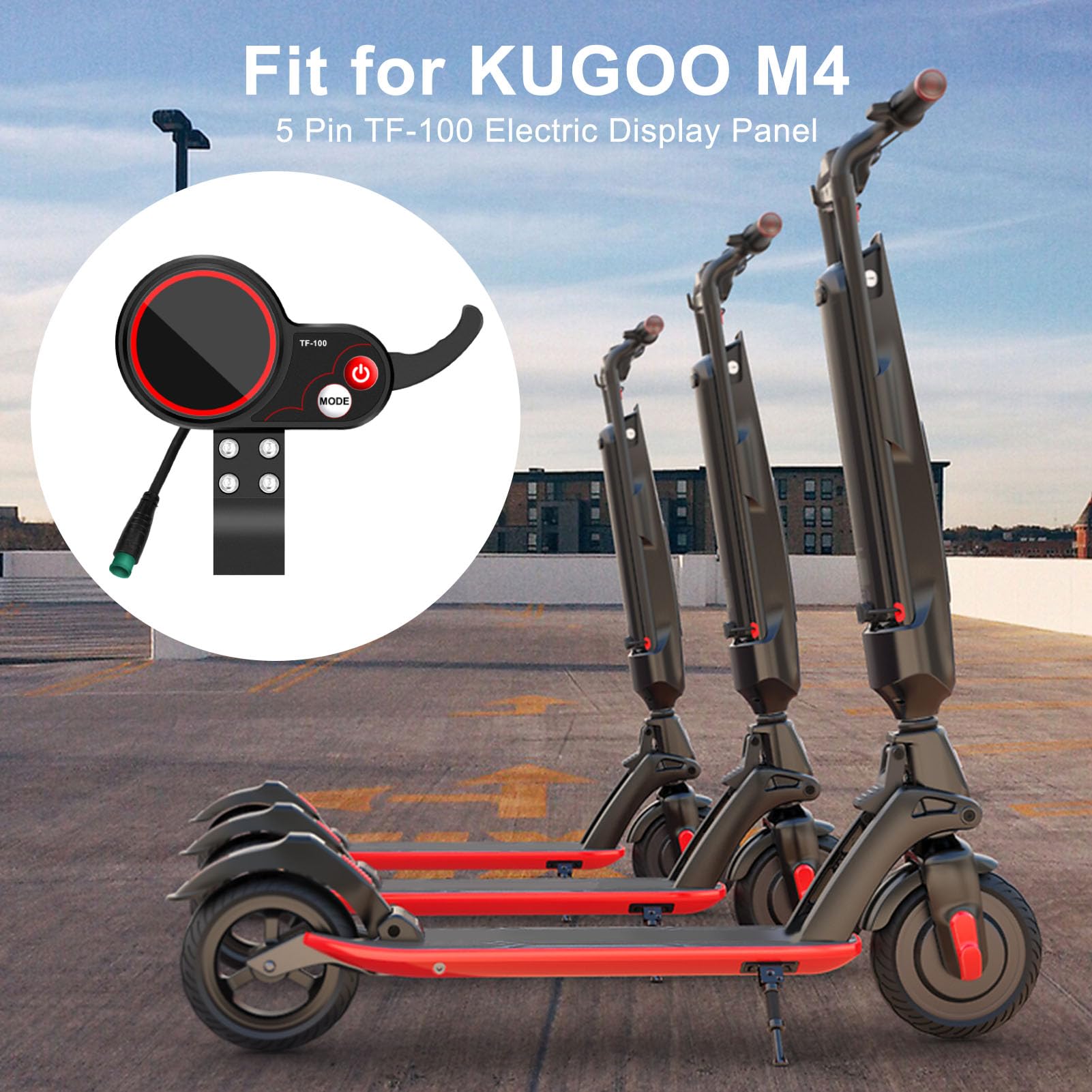 Écran LCD TF-100 5 Broches Pour Tableau De Bord Trottinette Électrique Kugoo - Affichage Vitesse Et Batterie