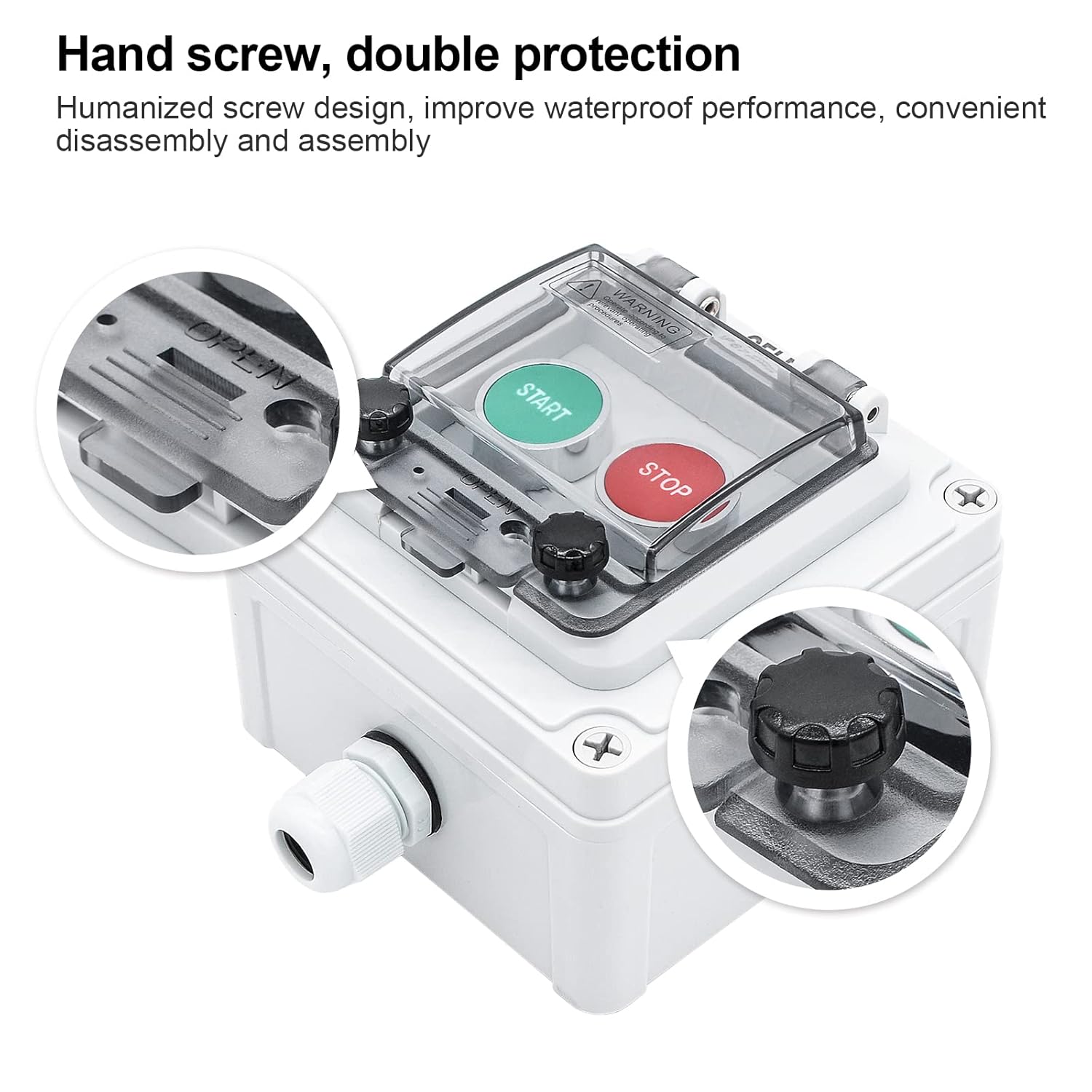 IP67 Button Switch Outdoor Waterproof Box 2 Push (Letter) Red and Green Automatic Rest Momentary Button with Protective Cover Anti-misoperationSwitch(AC/DC 6A-110V/3A-240V/2.5A-380V)