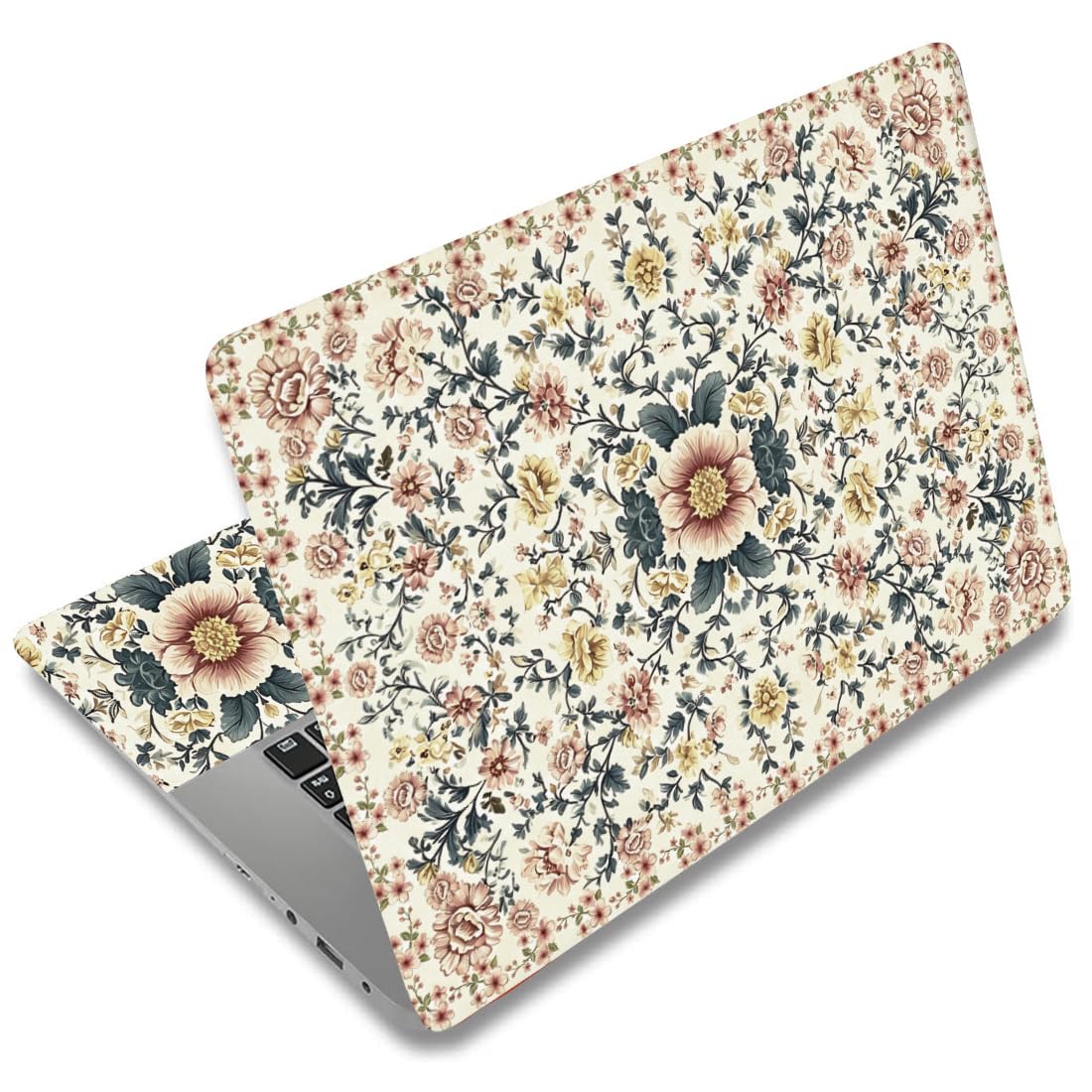Calcomanías para laptop de vinilo colorido con diseño floral bohemio e impermeable 1
