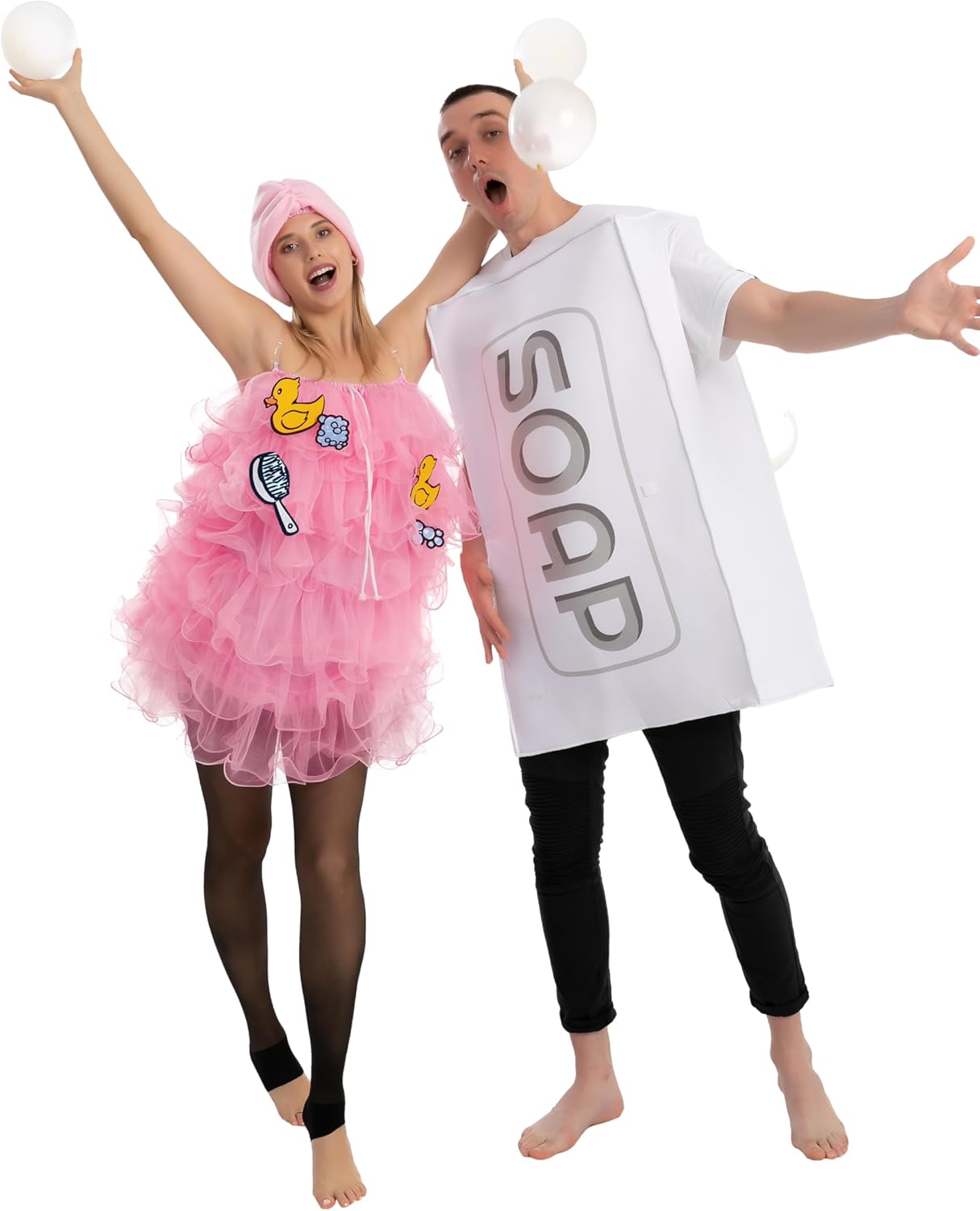 Spooktacular Creations Loofah and Soap Costume, Halloween Couples Costume for Adult for Halloween Cosplay Party Pink