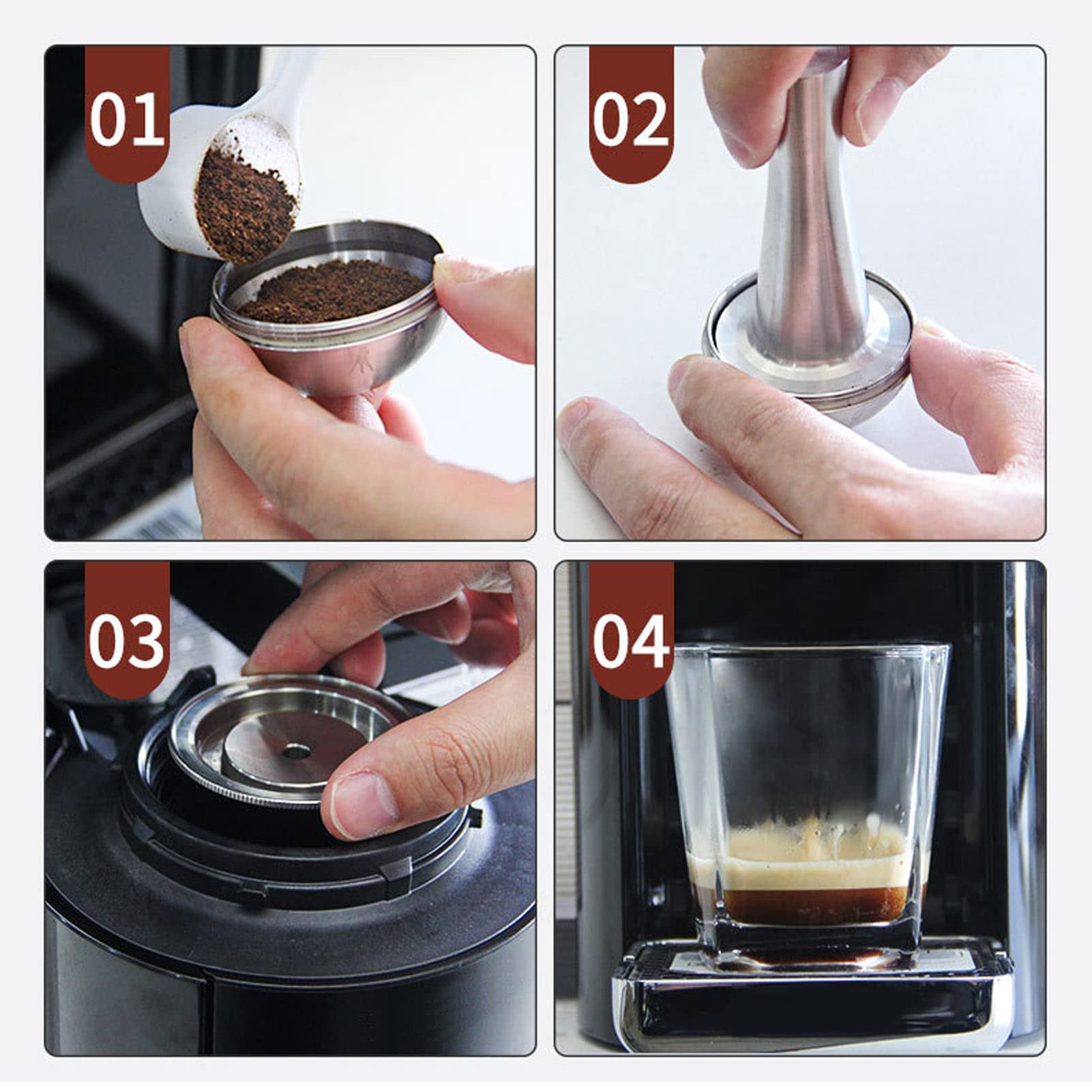 Juego de cápsulas de café Recargables de Acero Inoxidable Cápsulas de café Reutilizables compatibles con la cafetera Vertuoplus Plus vertuoline GCA1 ENV 135
