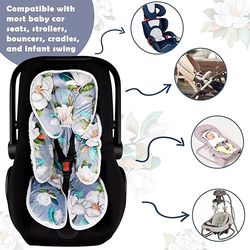 Miniatura 3 de SWESEN Soporte para la cabeza y el cuerpo del asiento de automóvil para bebé, inserto de asiento de automóvil para recién nacidos, cojín para