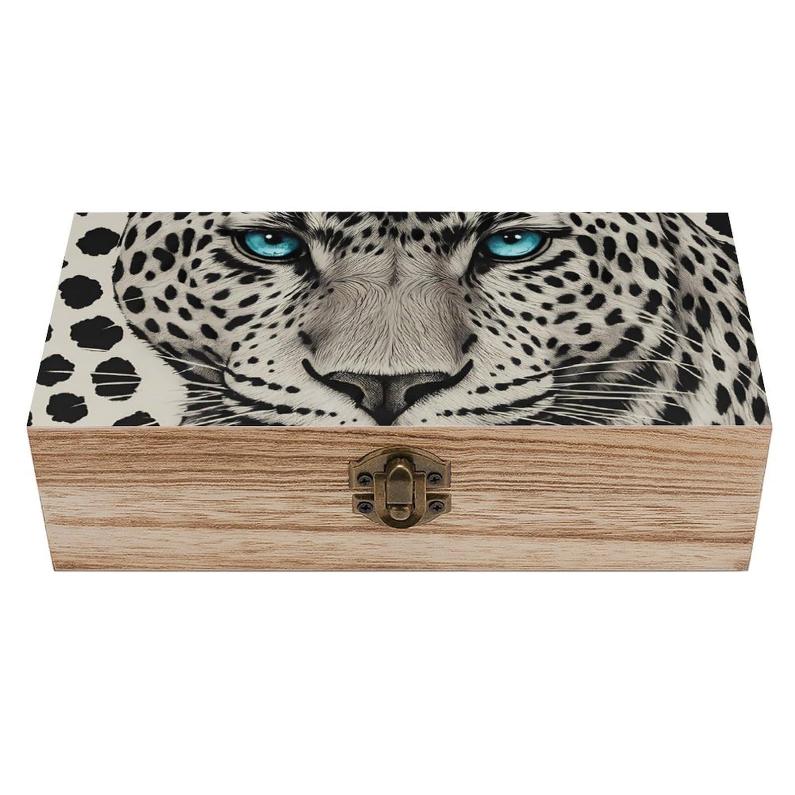HLBSDM Snow Leopard Retro Wooden Storage Box Jewelry Art Gift Boxs Decorative Keepsake Boxes