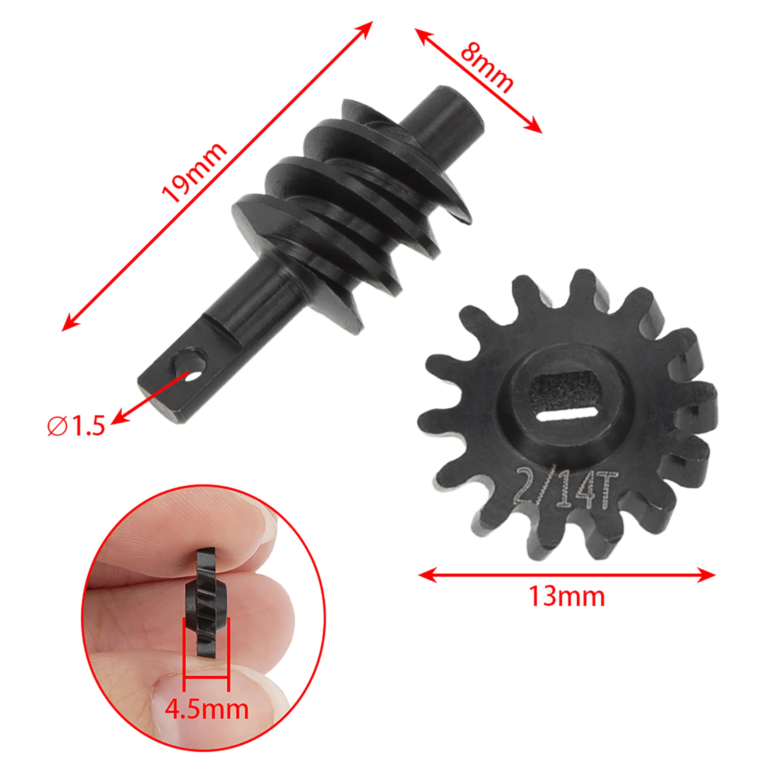 MEUS RACING SCX24 2-14T Overdrive Differential Helical Diff Gears Set for Axial SCX24 Deadbolt C10 JLU Gladiator Bronco 1/24 RC Crawler Car Upgrade Parts, 2 Sets (2-14T)