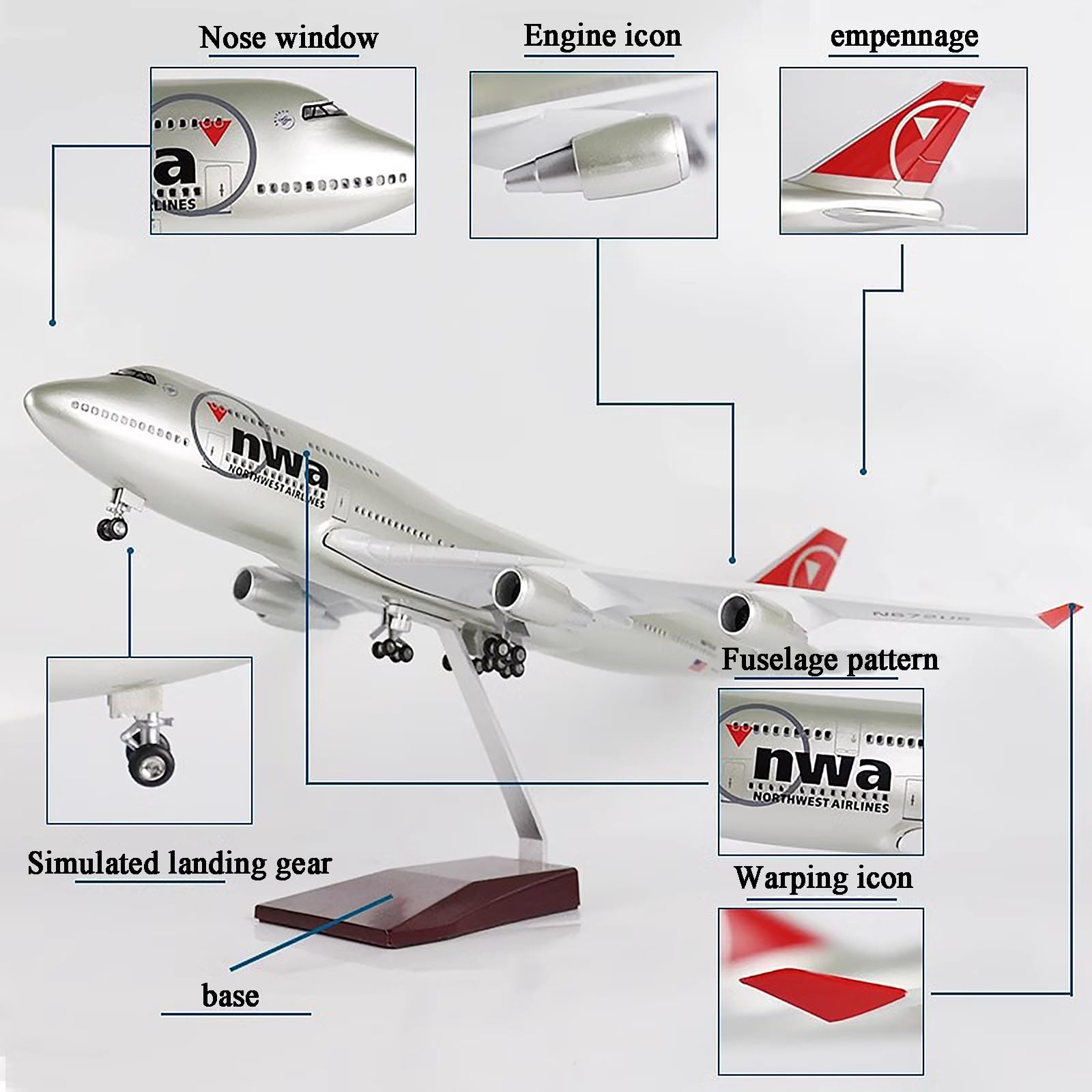 Amazon.com: Aircraft Model Flight Miniatures Boeing B747-400