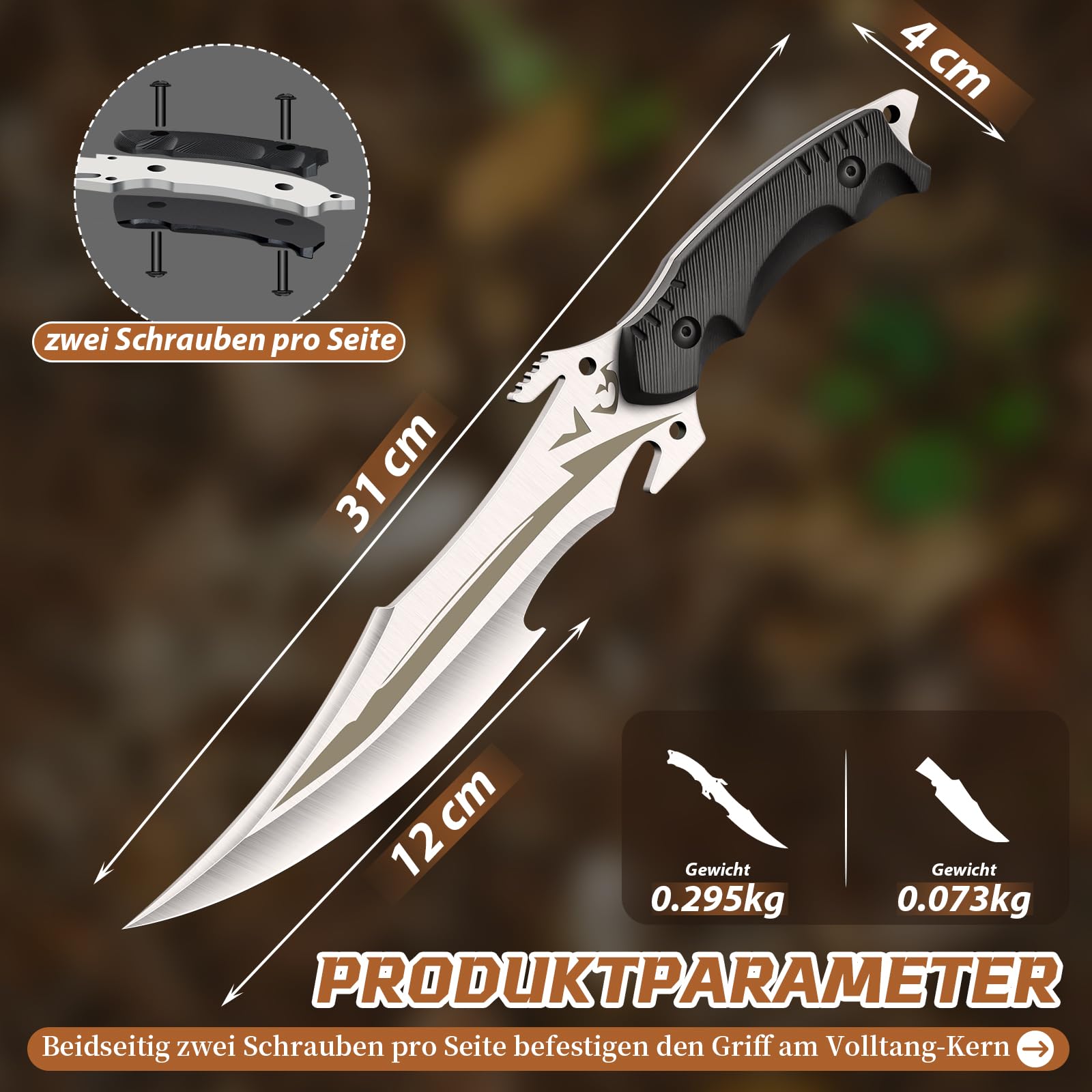 Purple Dragon Coltello da sopravvivenza— lama fissa con fodero, ideale per campeggio, trekking ed esplorazione, regalo perfetto per uomo