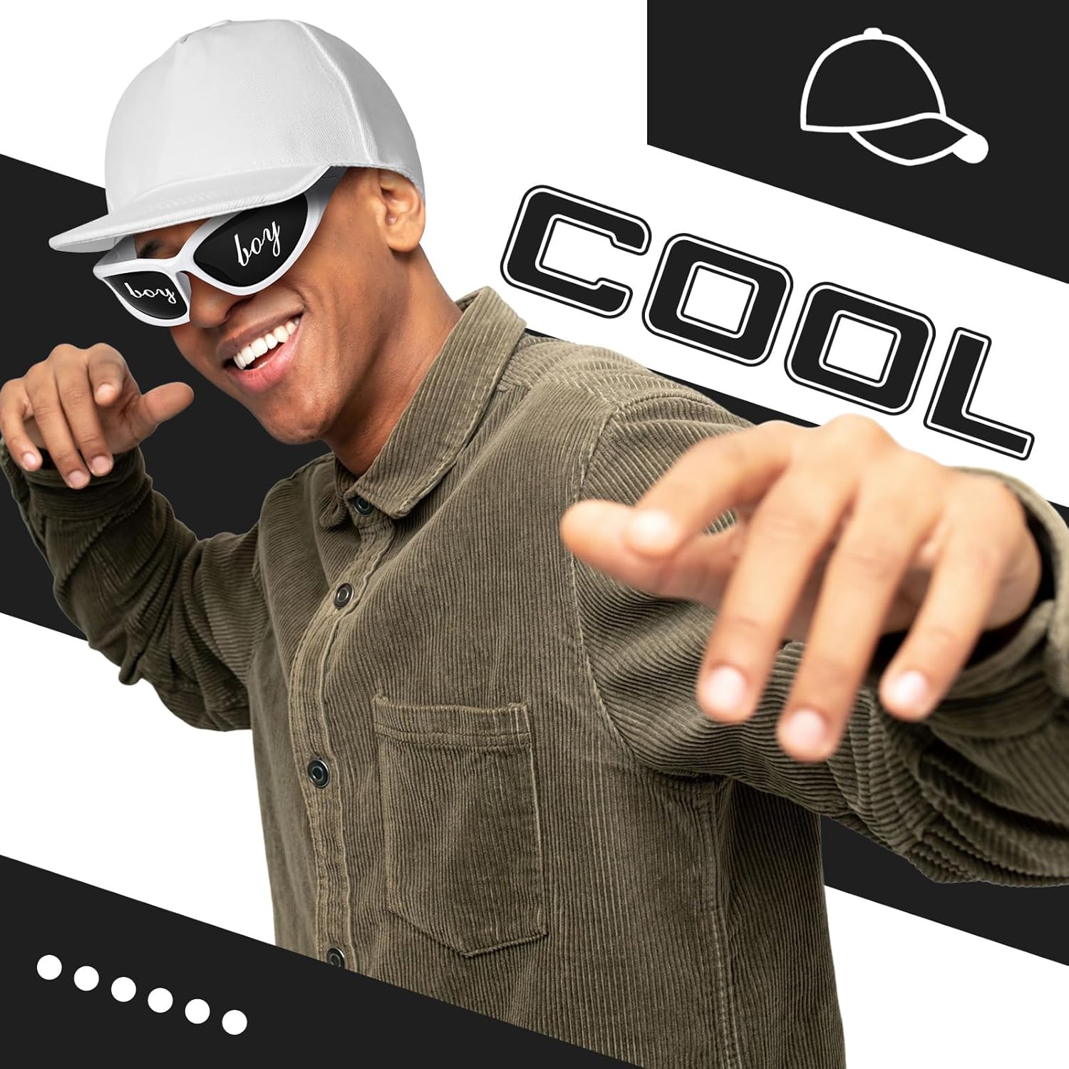 2000s Hip Hop Costume Kit - Rapper Glasses, Rapper Cap & Y2K Sunglasses for 80s 90s Men Women Outfits - Image 5
