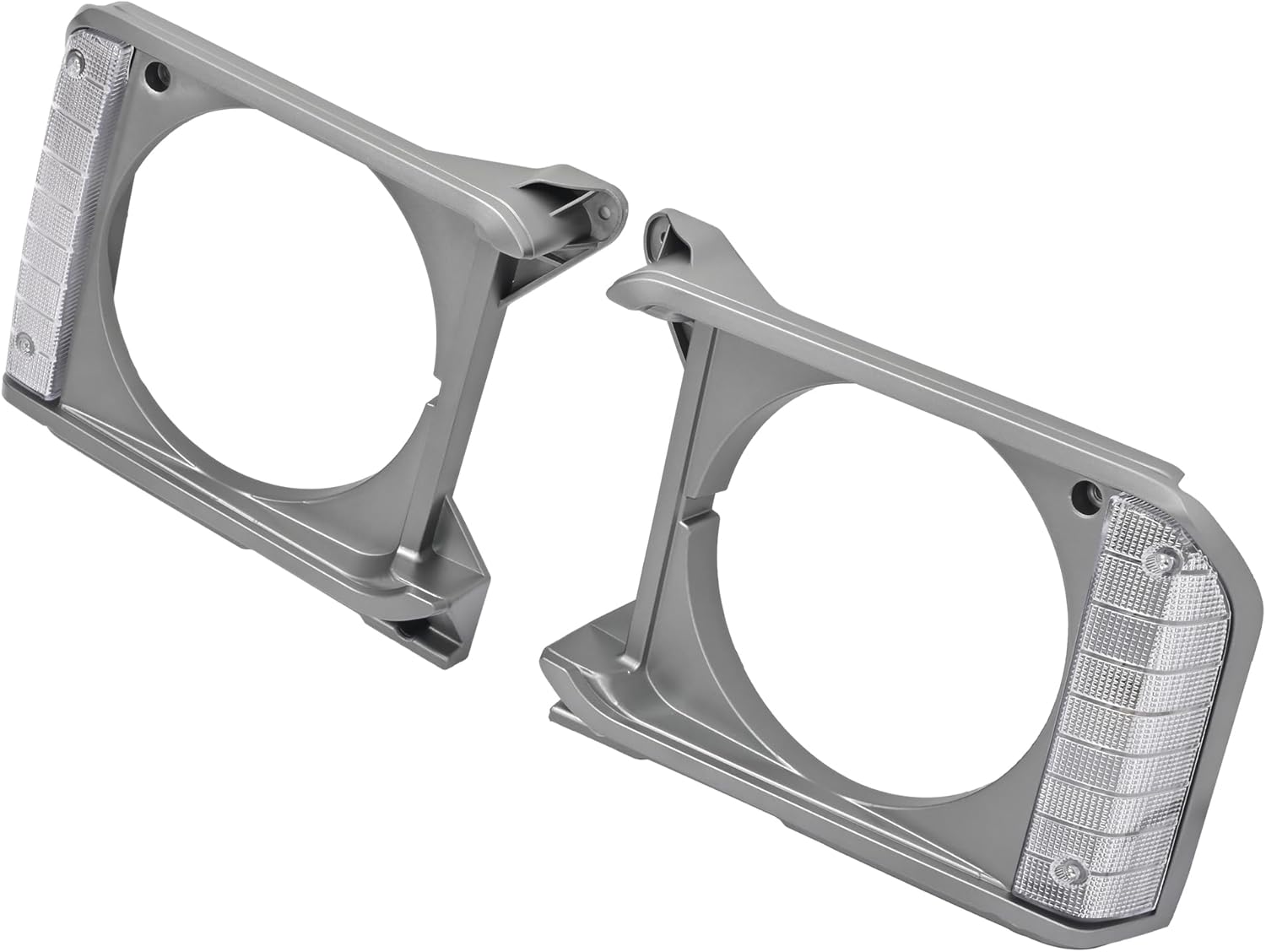 HECASA Headlight Bezels Compatible with 1979-1981 Toyota Pickup Headlamp Door Set Replacement for 8161089105 8162089105 TO2513133 TO2512133 Driver & Passenger Side Gray Bezel+Clear Lens