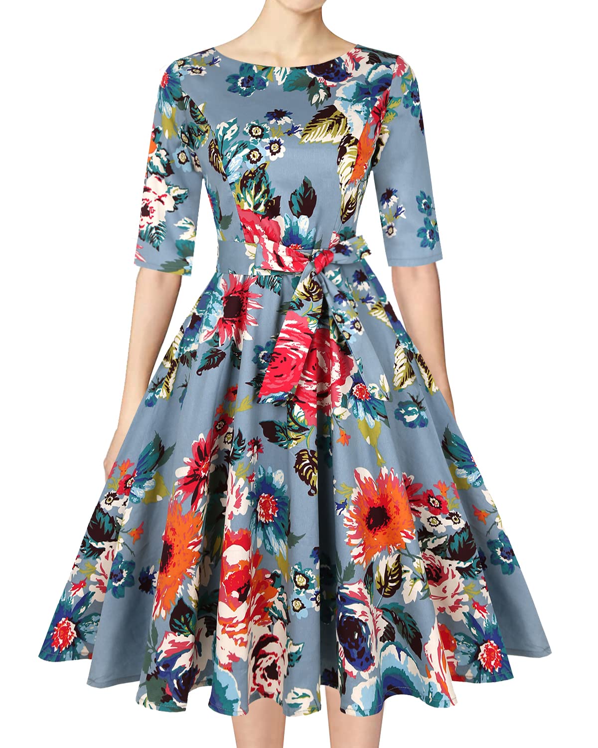 MINTLIMIT Women's 1950 Vintage Retro Rockabilly Dress Cocktail Party Prom Swing Dresses with Pockets