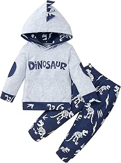 Qiraoxy Baby,Clothing,Baby Boys 0-24m,Outfits & Clothing Sets Qiraoxy Toddler Baby Boy Dinosaur Clothes Set Long Sleeve Pocket Hoodie Sweatshirt Pullover Tops+ Pants 2Pcs Tracksuit Outfits