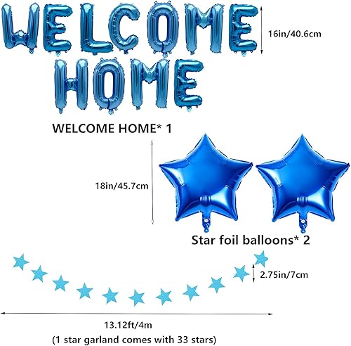 B09CT9HZ95_image_2 Cartel de globo de letras de bienvenida a casa, globos de papel de aluminio con pancarta de estrella para despliegue temático del ejército,