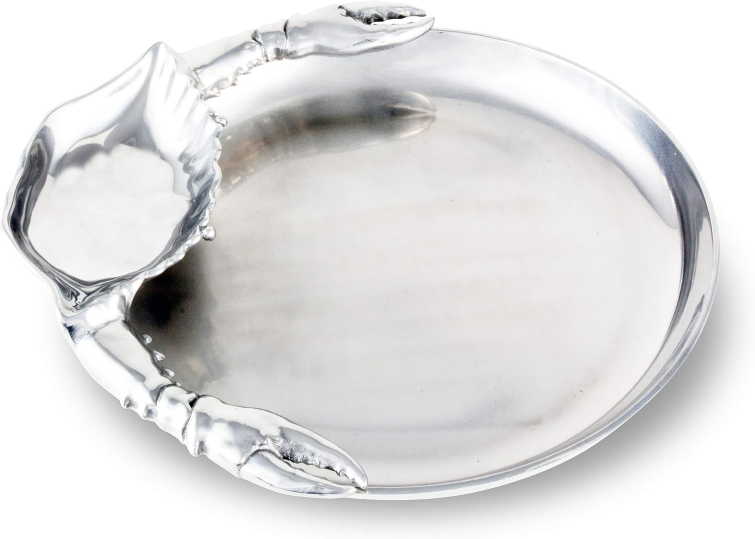 Arthur Court Designs Metal Crab Chip and Dip Platter in Ocean Pattern Sand Casted in Aluminum with Artisan Quality Hand Polished Designer Tarnish-Free 16 inch Diameter