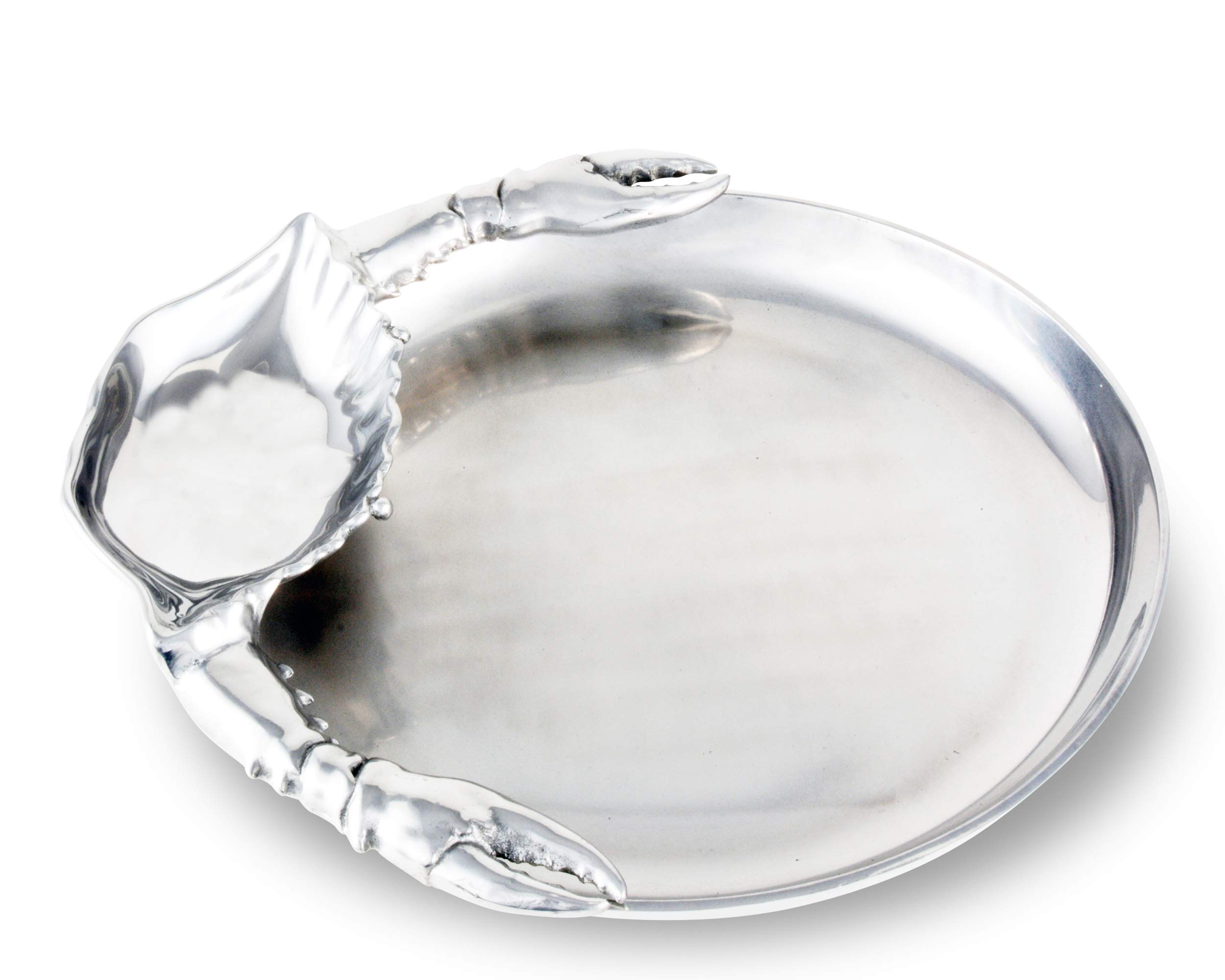 Arthur Court Designs Metal Crab Chip and Dip Platter in Ocean Pattern Sand Casted in Aluminum with Artisan Quality Hand Polished Designer Tarnish-Free 16 inch Diameter