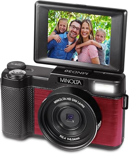 Miniatura 2 de Minolta Cámara Digital de 30MP  Video Ultra HD 2.7K, Pantalla LCD de 3 Pulgadas y 180, Detección Facial, Anti-Vibración, 9 Modos de Escena, Ráfaga