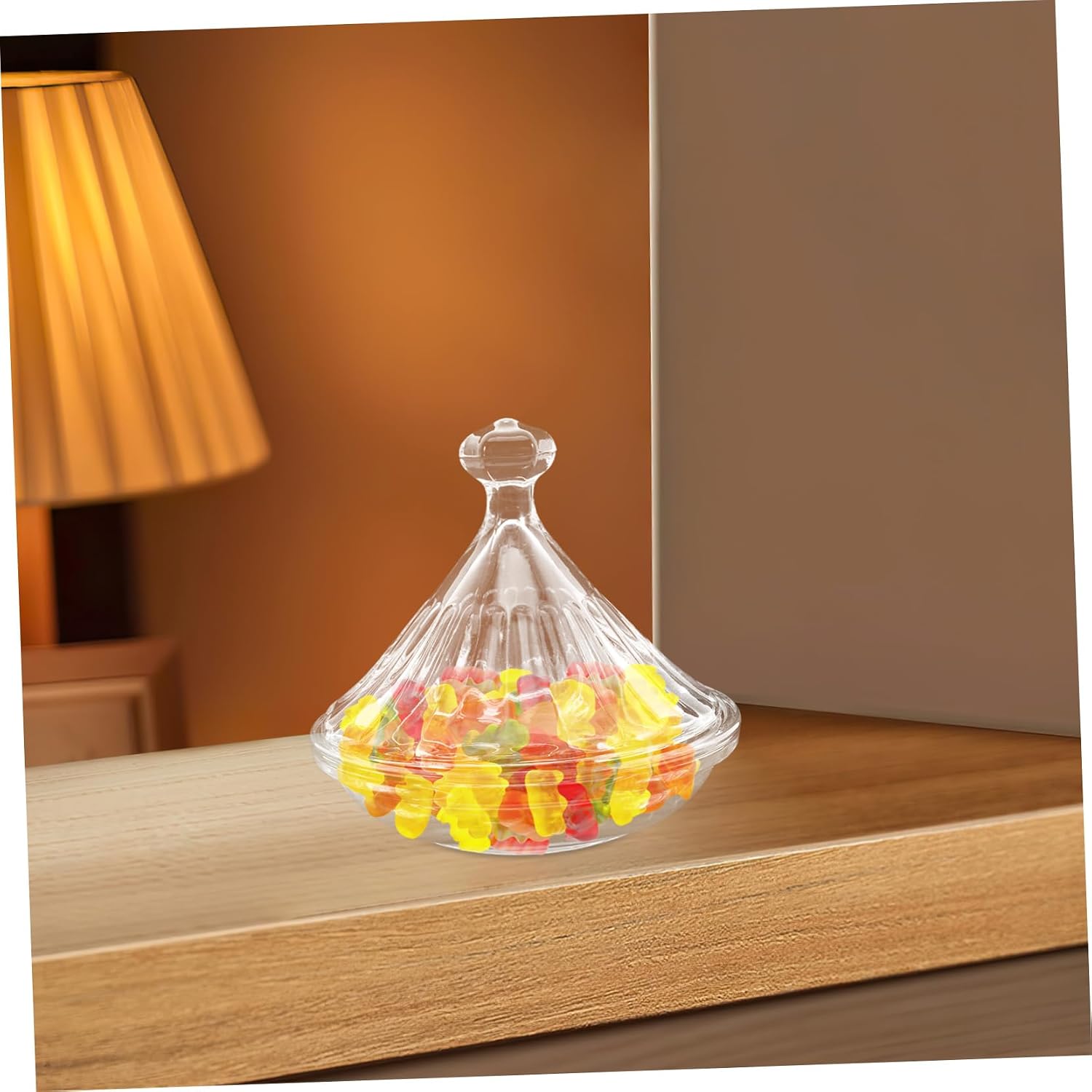 BESTOYARD Glass Candy Dish with Lid Retro European Style Candy Bowl for Snacks Desserts and Jewelry Storage Easy to Clean and Maintain Covered Food Jar for Use