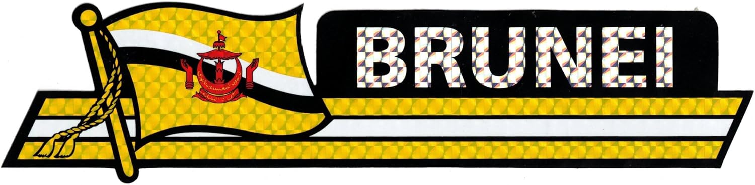 Pack of 24 Brunei Flag 3"x12" Reflective Decal Bumper Sticker DCX-039
