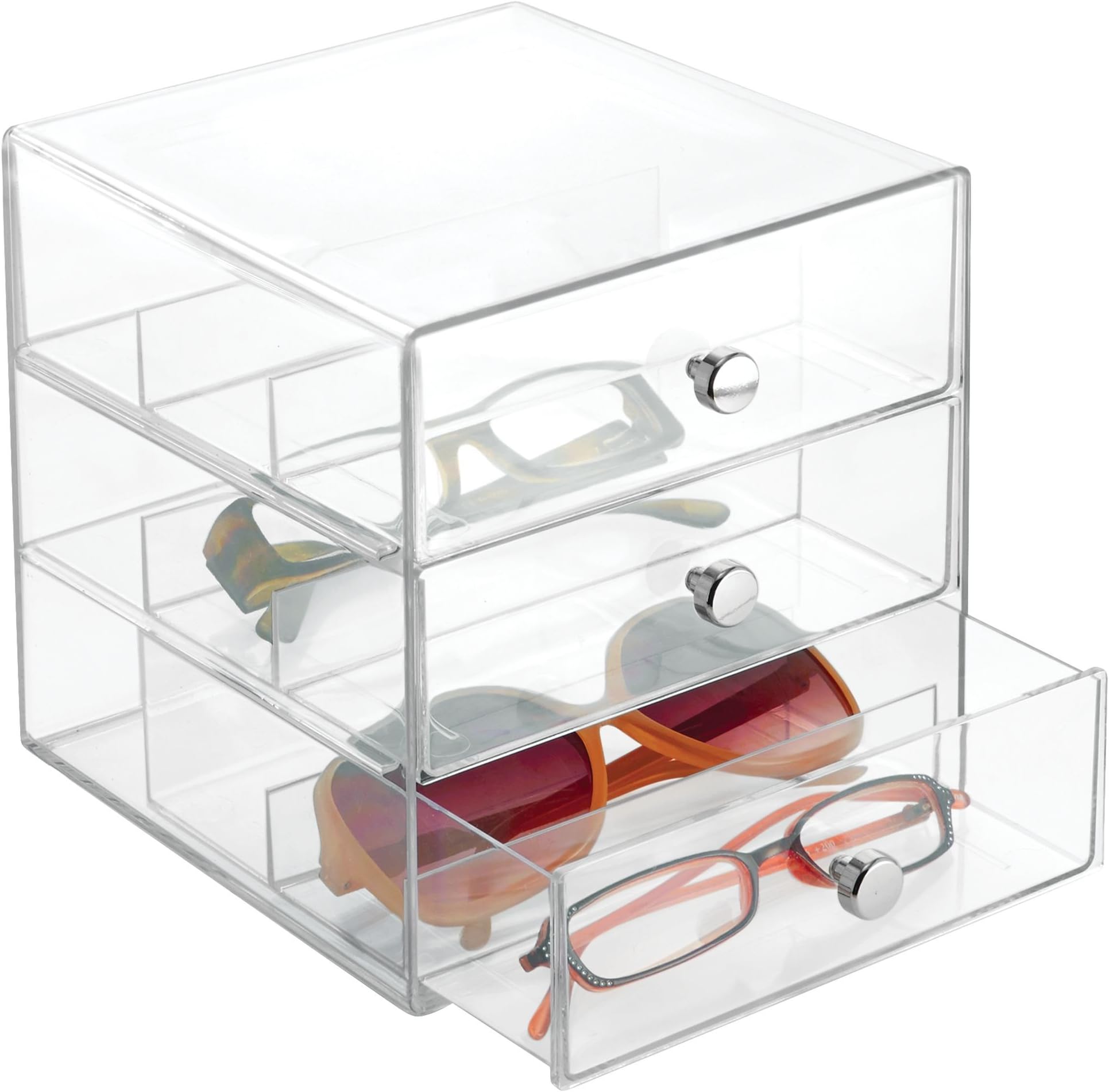 iDesign 3-Drawer Clarity Eyeglass Case, Clear