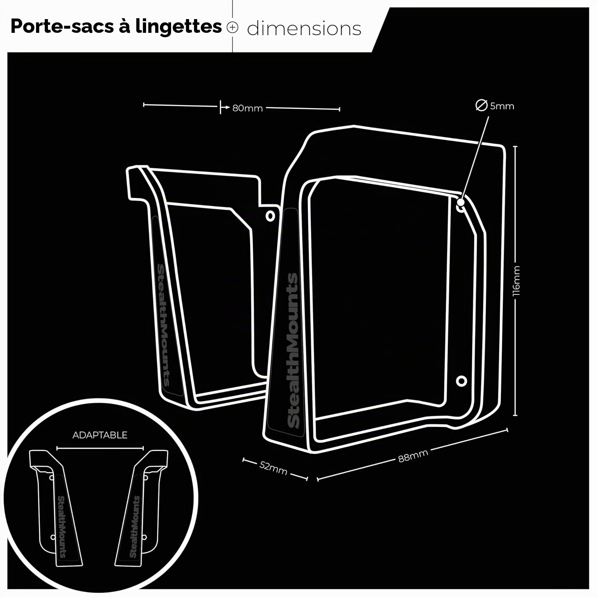 StealthMounts Porte-essuie – Lot de 2 Porte-essuie à monter au mur et étagères de rangement pour atelier, garage et stations de nettoyage – Fabriqué au Royaume-Uni