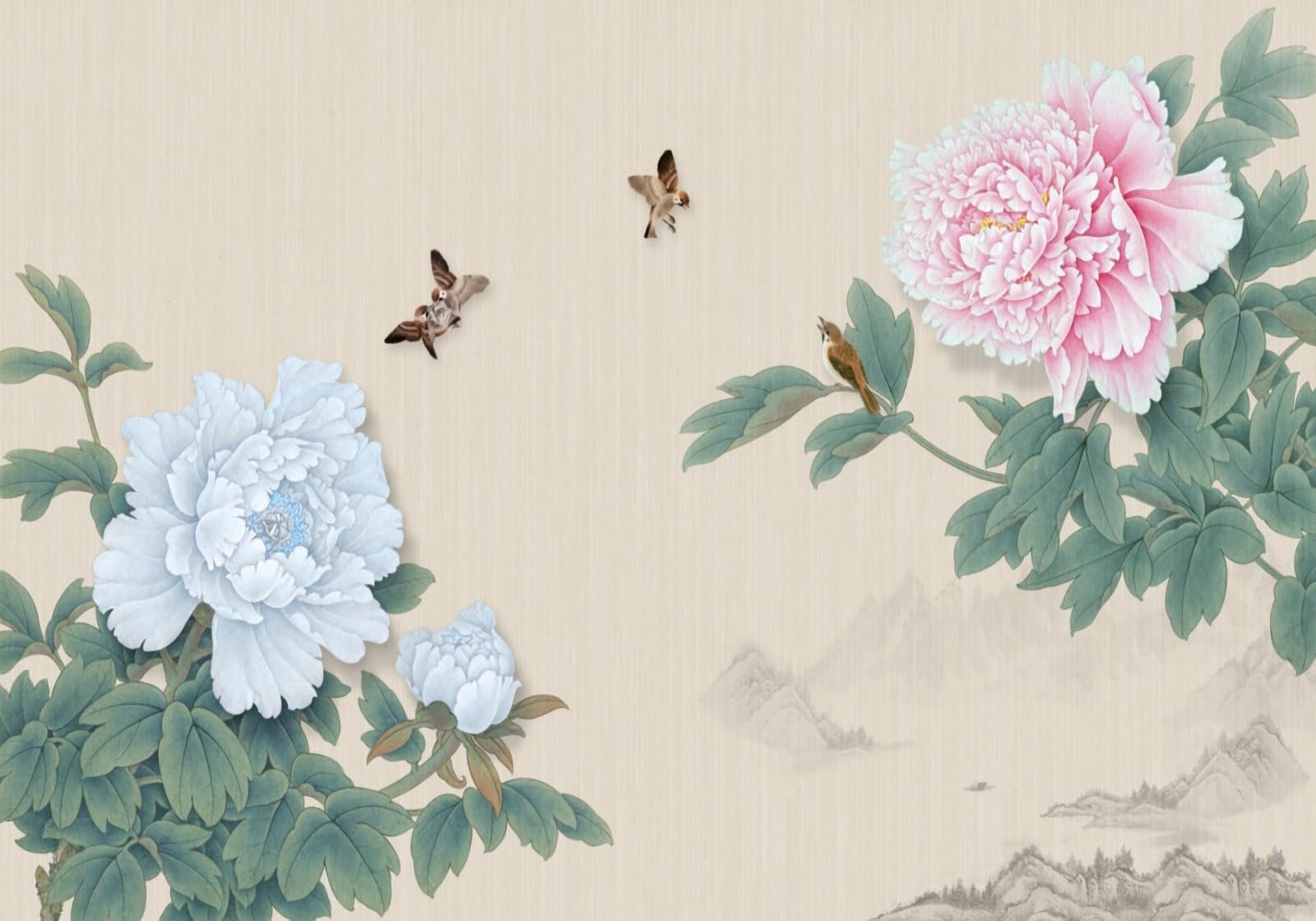 Papier peint panoramique fleurs colorées intissé haut de gamme