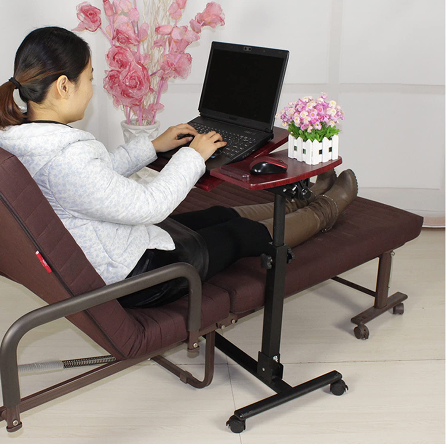 Tavolo Sopra Letto Regolabile Con Ruote Comodino Inclinabile Con - Foto 2