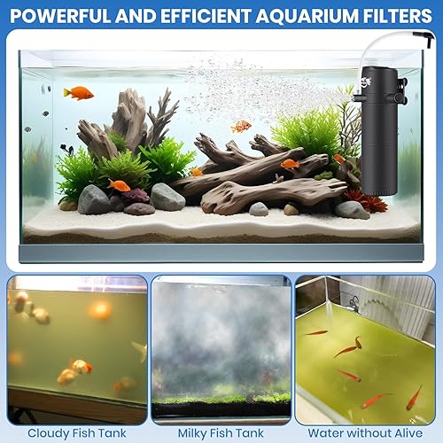 Miniatura 3 de Filtro de acuario para tanque de 40 a 120 galones, filtro de tanque de peces con circulación de oxigenación Wave-Maker, filtro de flujo de aire