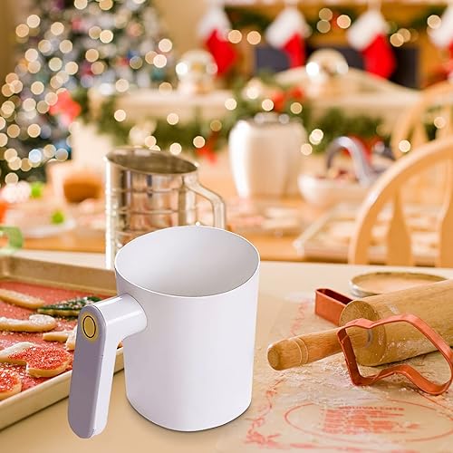 Miniatura 8 de Tamiz de harina eléctrico a pilas para hornear, tamiz de mano con mango ergonómico, malla de acero inoxidable fina, diseño fácil de limpiar para