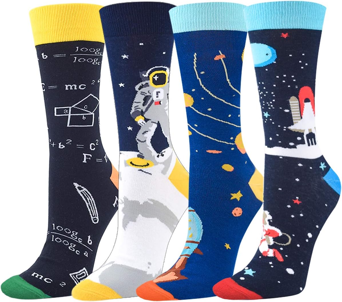 Seorsok Novelty Socks Colorful Funny Mens Crew Socks Outer Space Casual Cotton Socks
