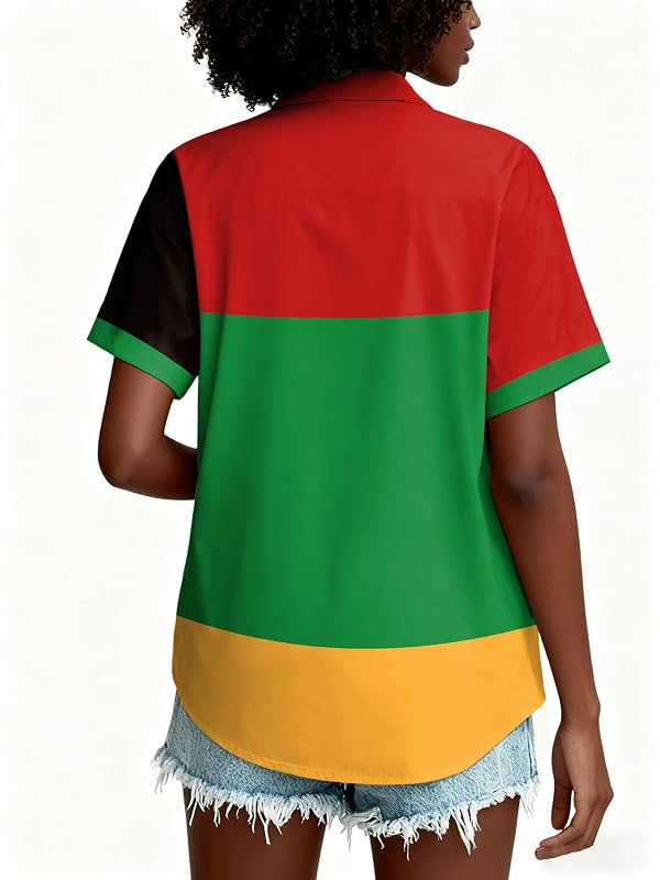 Juneteenth Shirts for Women Black History Button Down Shirt 1865 African American Freedom Blouse African Flag Tee Tops by CAZYCHILD - Used condition - Image 5