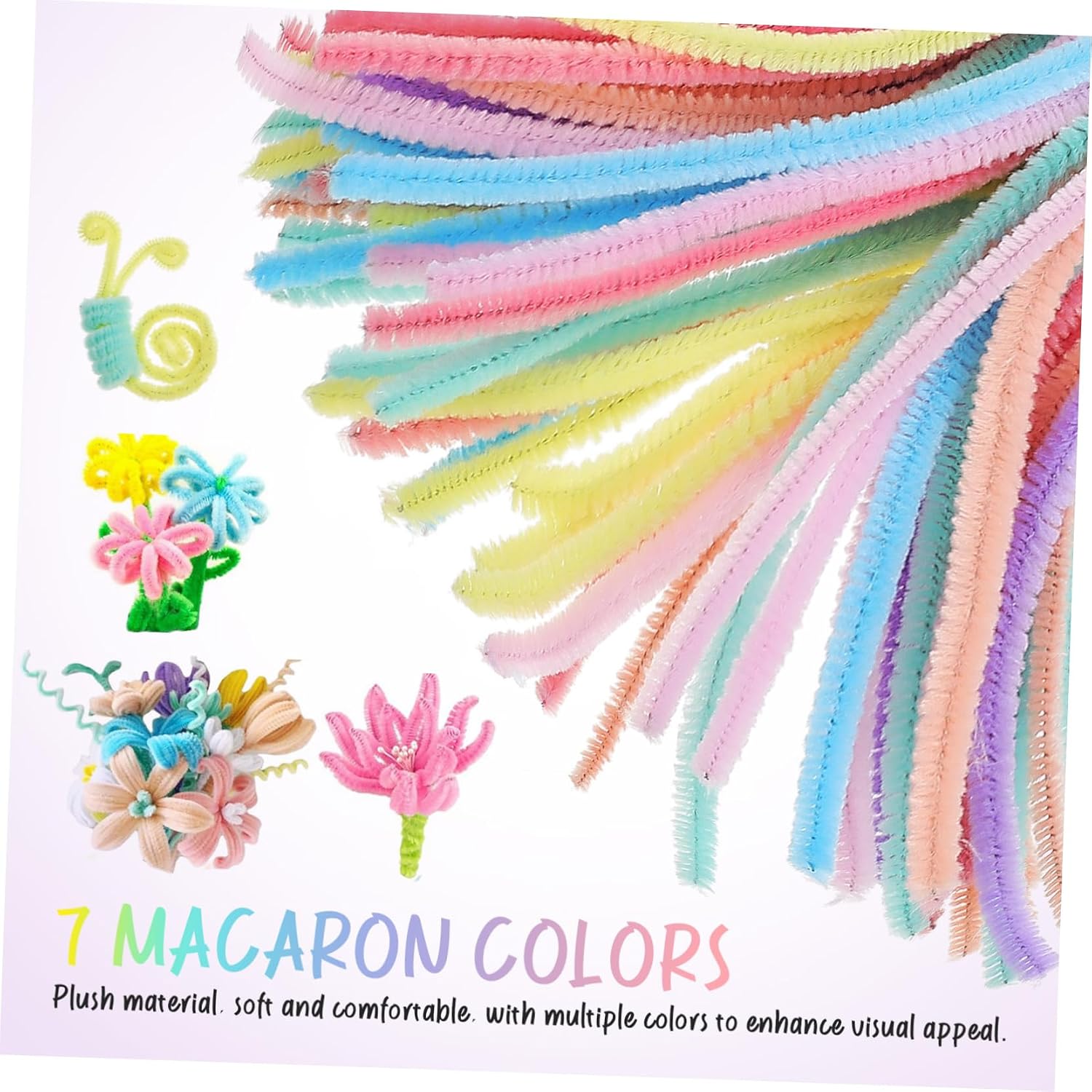 VILLCASE 900pcs Chenille Stems Craft Pipe Cleaners Thick Twisting Sticks for Projects Art Decorations Soft Material for Creative Crafts