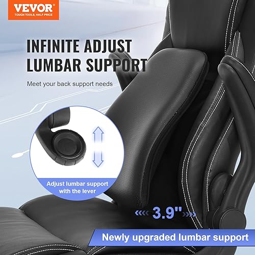 Miniatura 3 de VEVOR Silla de oficina ejecutiva con soporte lumbar ajustable de vanguardia, respaldo alto, silla de oficina de piel sintética ergonómica para dolor